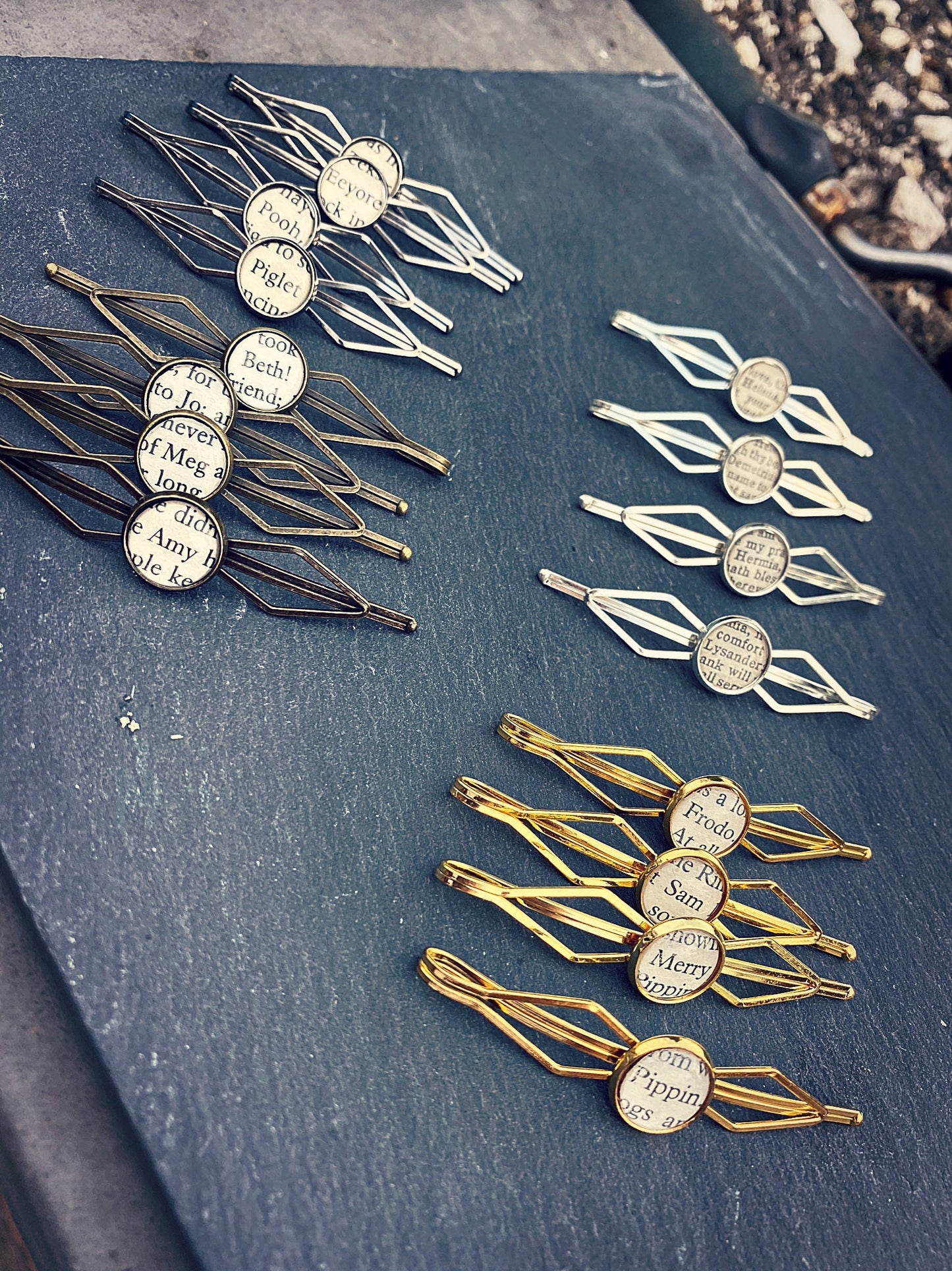 Recycled Narnia book page Hair Pins. Vintage hairpins. Aslan. Pevensie. Book lover hair clips. Mothers Day Gift. Gift for Mum. Bridesmaid