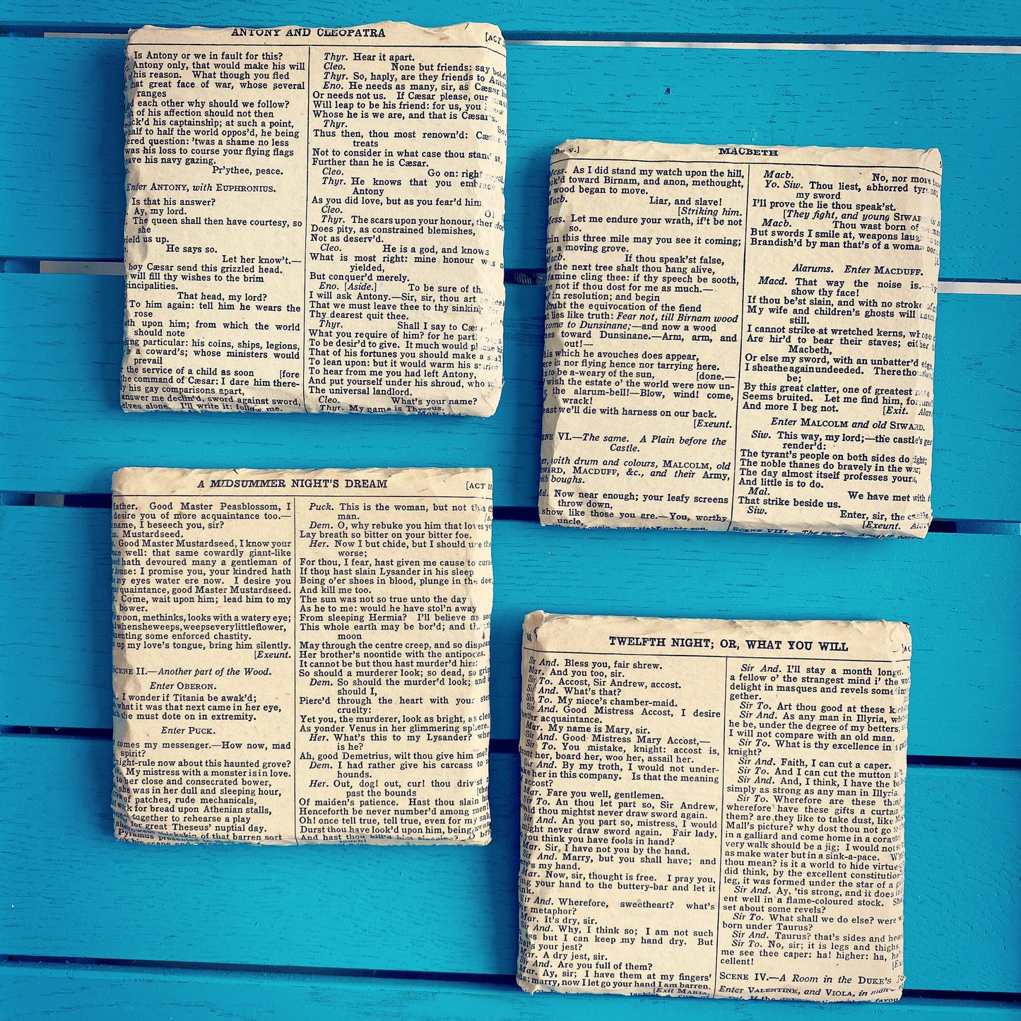 Set of 4 Recycled Dracula book page coasters. Book Lover. Van Helsing. Housewarming gift. Vampire fan. Vintage book present. Literature gift