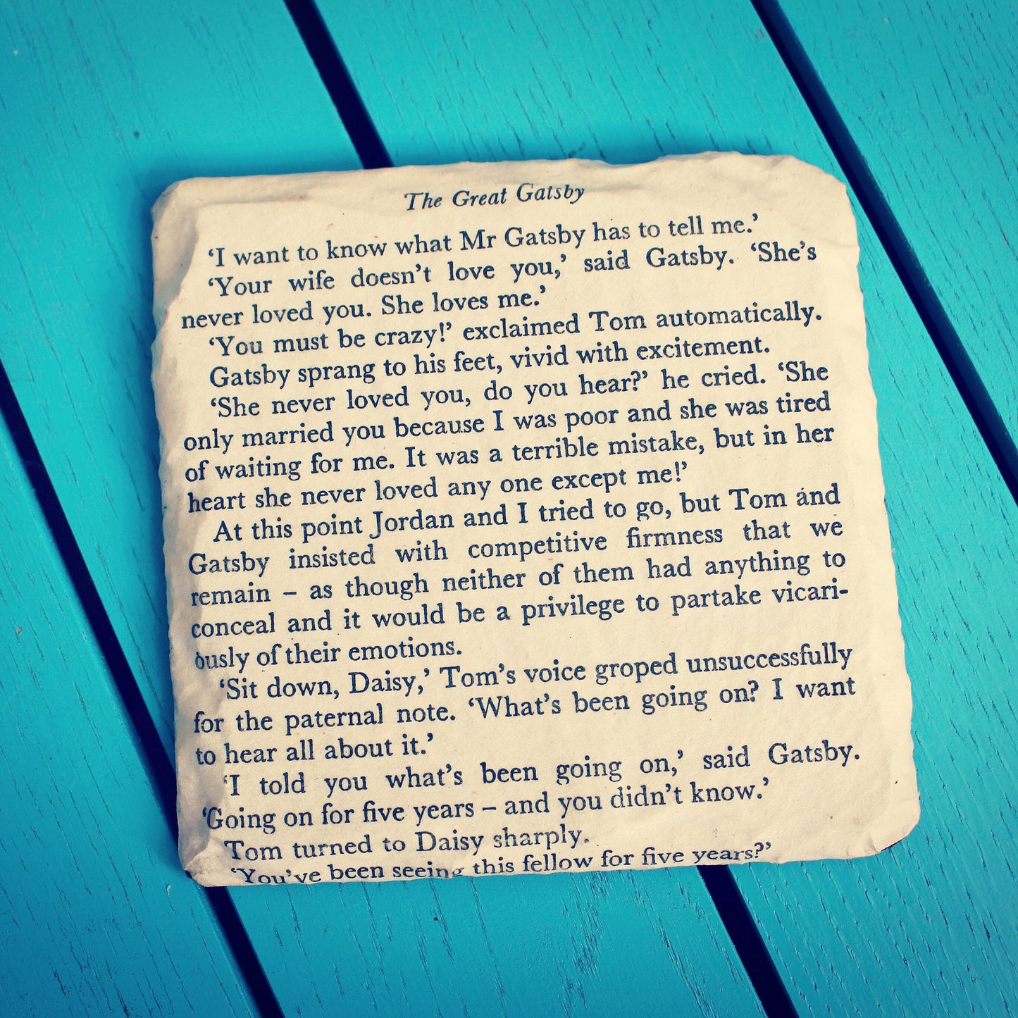 Set of 4 Recycled The Great Gatsby book page coasters. Book Lover gift. 1920s style. Gatsby Daisy. Beer Mat. Home office decor. Housewarming