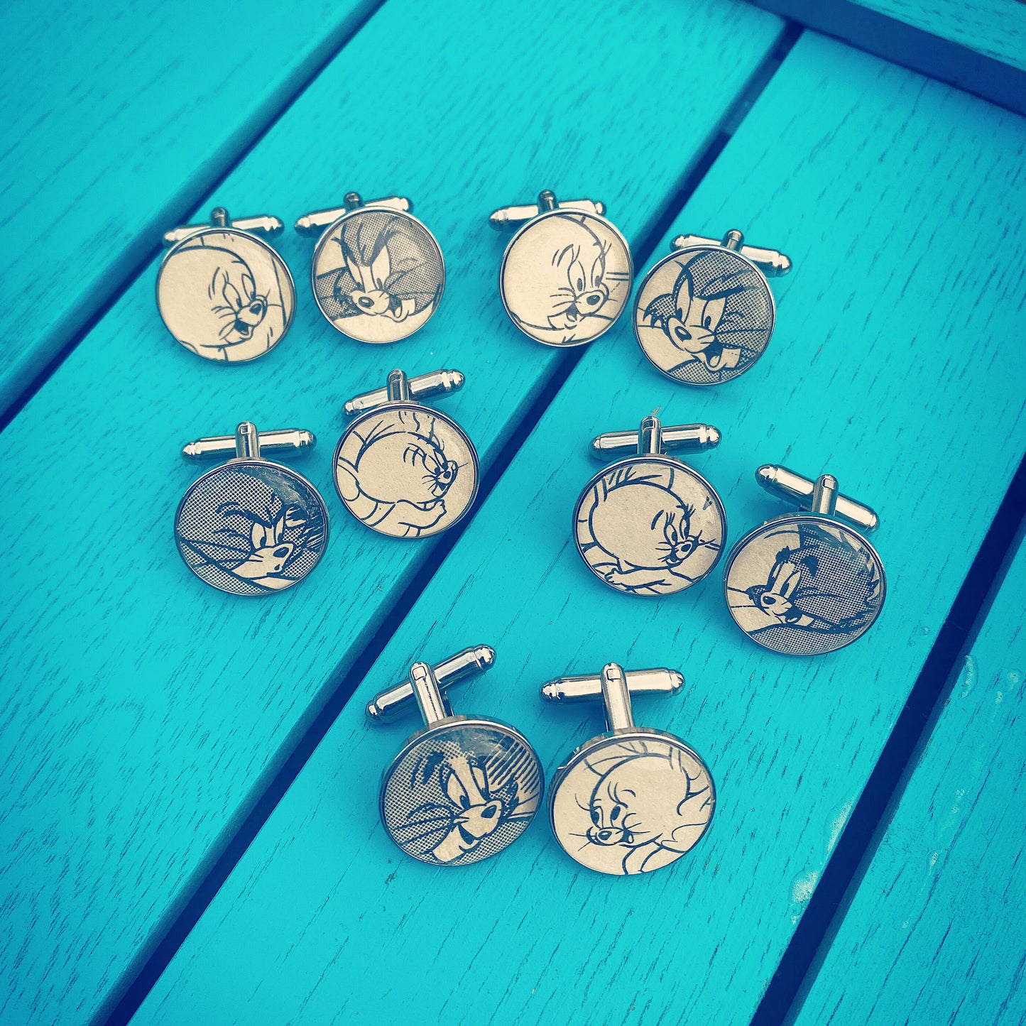 Tom and Jerry cufflinks - Vintage Recycled book. Nostalgic children's book. Book lover. Gifts for him. Novelty gift. Cartoon. Comic book.