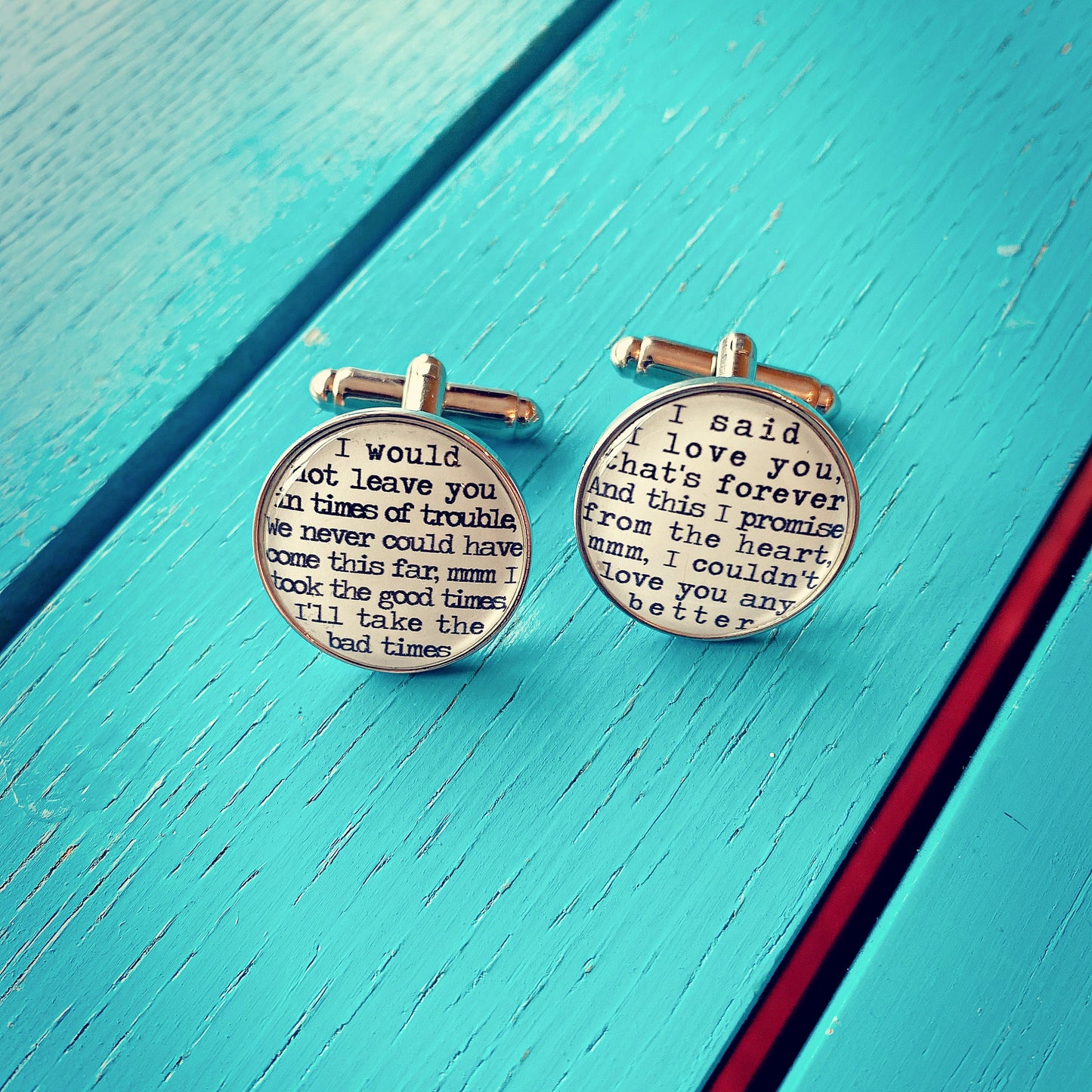Song Lyrics Cufflinks - Unique and personal gift - Valentines Day gift for him - Wedding cufflinks, groom, best man, ushers. First Dance