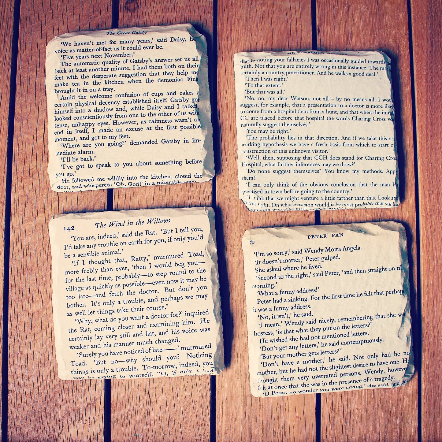 Set of 4 Recycled The Great Gatsby book page coasters. Book Lover gift. 1920s style. Gatsby Daisy. Beer Mat. Home office decor. Housewarming