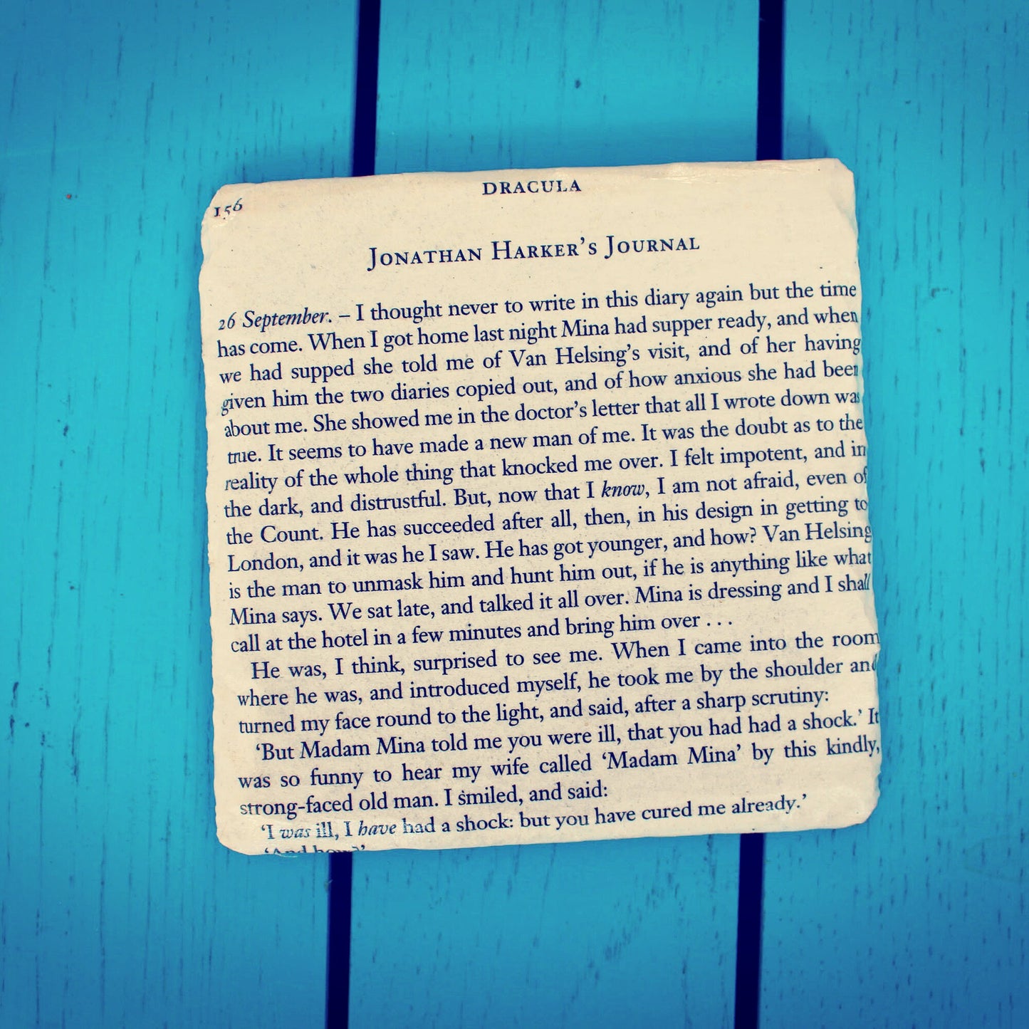 Set of 4 Recycled Dracula book page coasters. Book Lover. Van Helsing. Housewarming gift. Vampire fan. Vintage book present. Literature gift