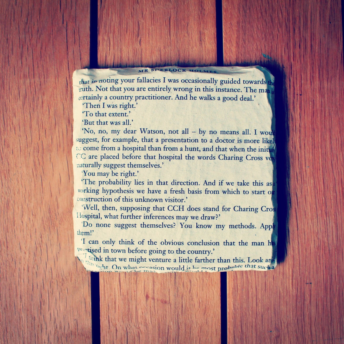 Set of 4 Recycled Sherlock Holmes book page coasters. Dr Watson. Vintage book lover. Housewarming gift. Themed wedding Moriarty Baker Street
