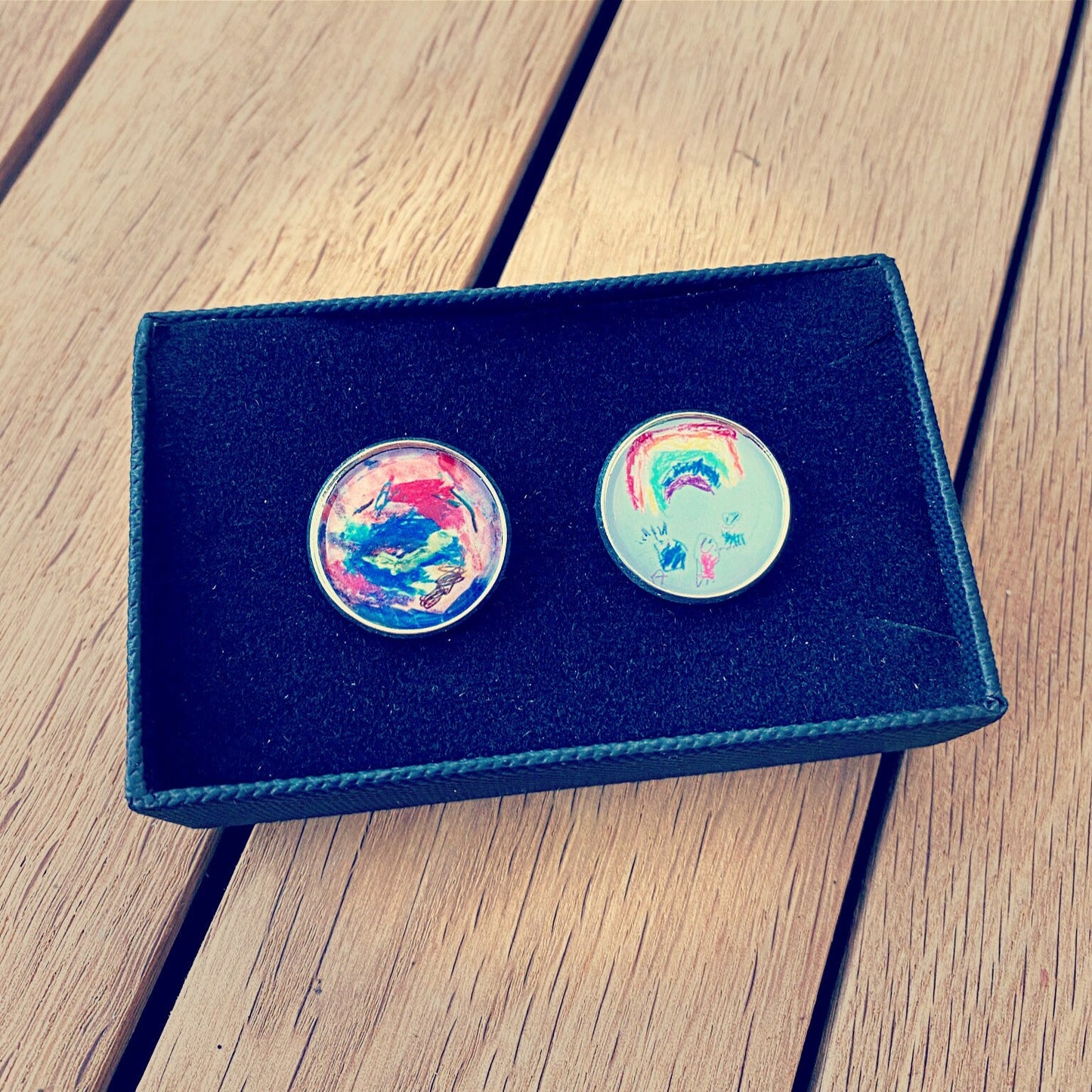 Child art/drawing personalised cufflinks. Unique parent, dad, father gift. Custom made. Christmas present. Kids artwork. Handprint Footprint