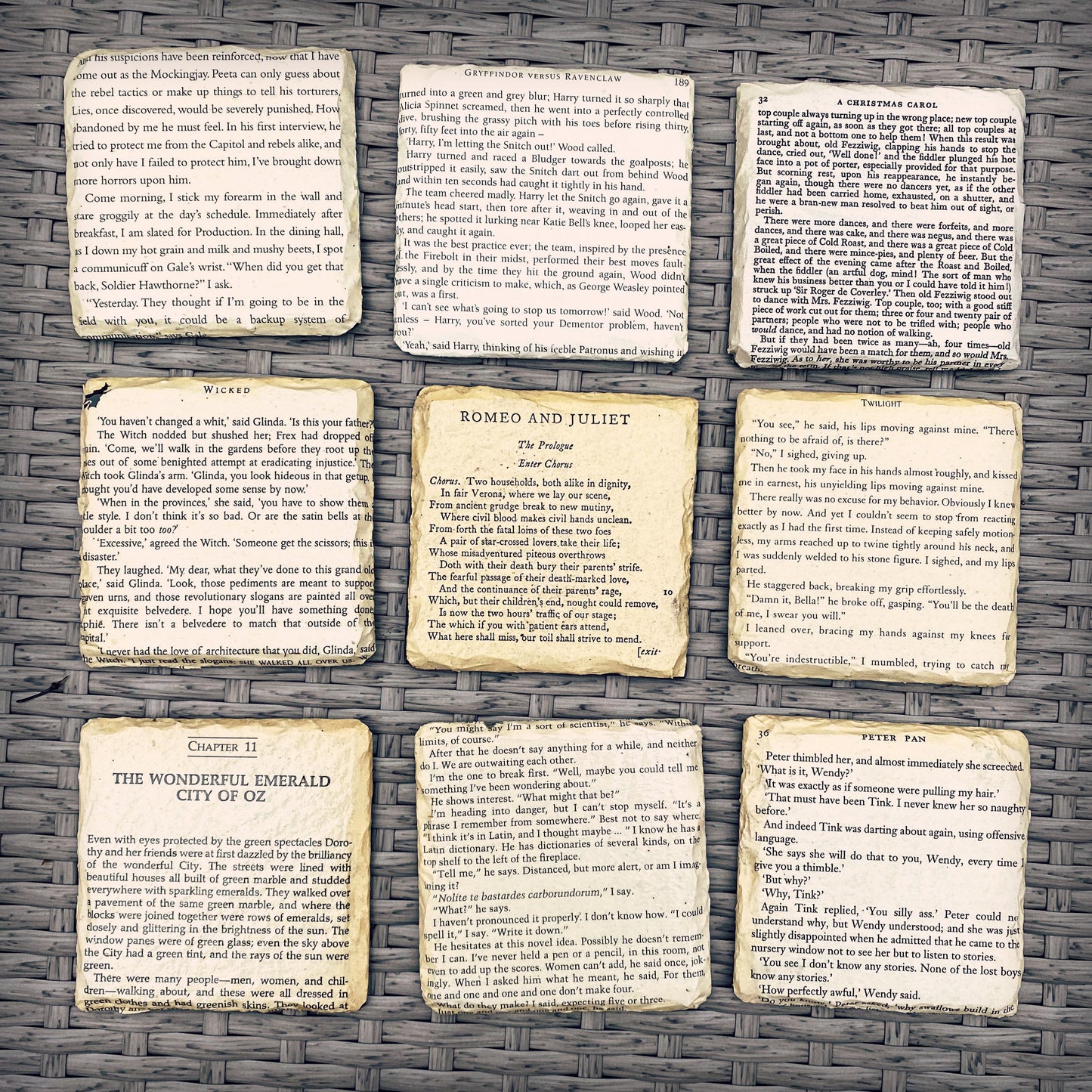 Set of 4 Recycled The Great Gatsby book page coasters. Book Lover gift. 1920s style. Gatsby Daisy. Beer Mat. Home office decor. Housewarming