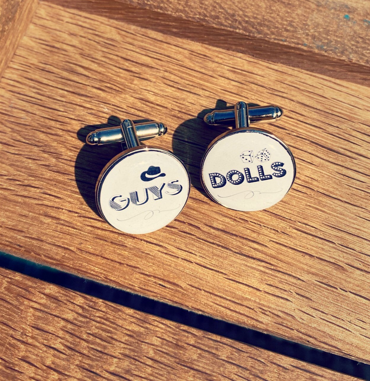 Guys and Dolls musical theatre cufflinks. Theatre lover. Jets and Sharks West Side Story Wedding groom. Groomsmen. Actor gift. Musicals.