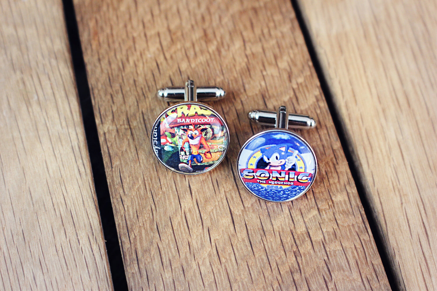 Vintage Video Game Cufflinks. Old School Computer Gamer Gift. Sonic Mario Crash Bandicoot SNES Playstation N64 Sega Megadrive. Groomsmen.