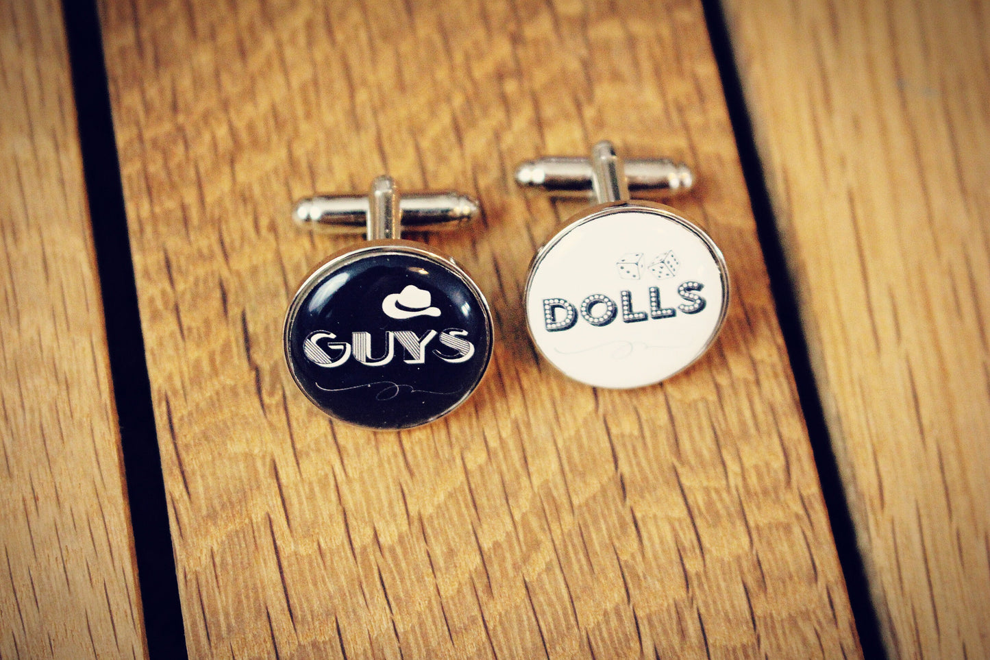 Guys and Dolls musical theatre cufflinks. Theatre lover. Jets and Sharks West Side Story Wedding groom. Groomsmen. Actor gift. Musicals.