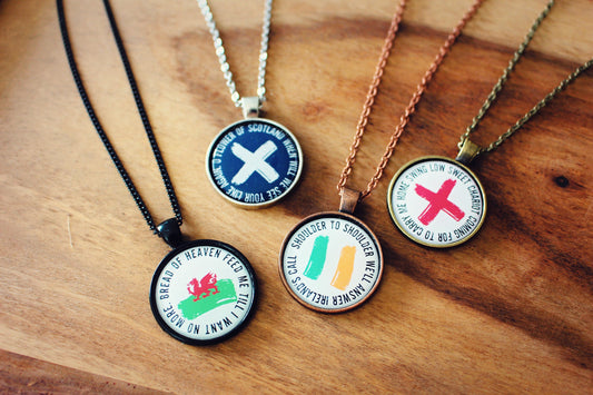 Six Nations Rugby Anthems Necklaces Earrings. Ireland's Call. Swing Low Sweet Chariot. Bread of Heaven. O Flower of Scotland. Rugby fan.