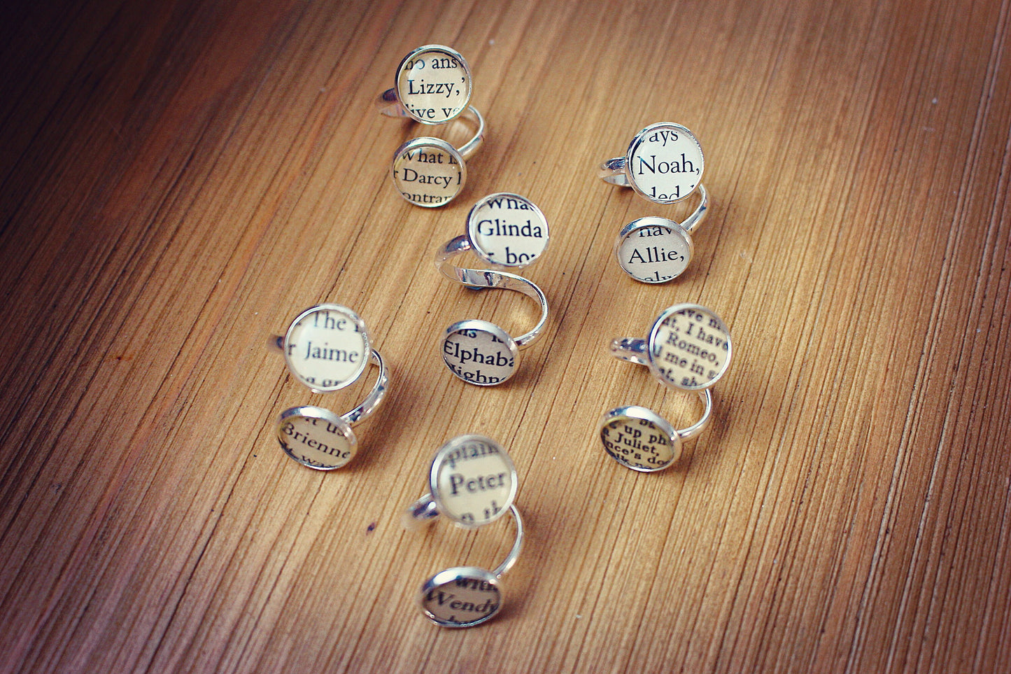 Recycled Book Page Rings. Book Lover Gift Bookworm Literature Upcycled jewellery Reclaimed Cartoon Classics. Mothers Day Gift. Gift for Mum.