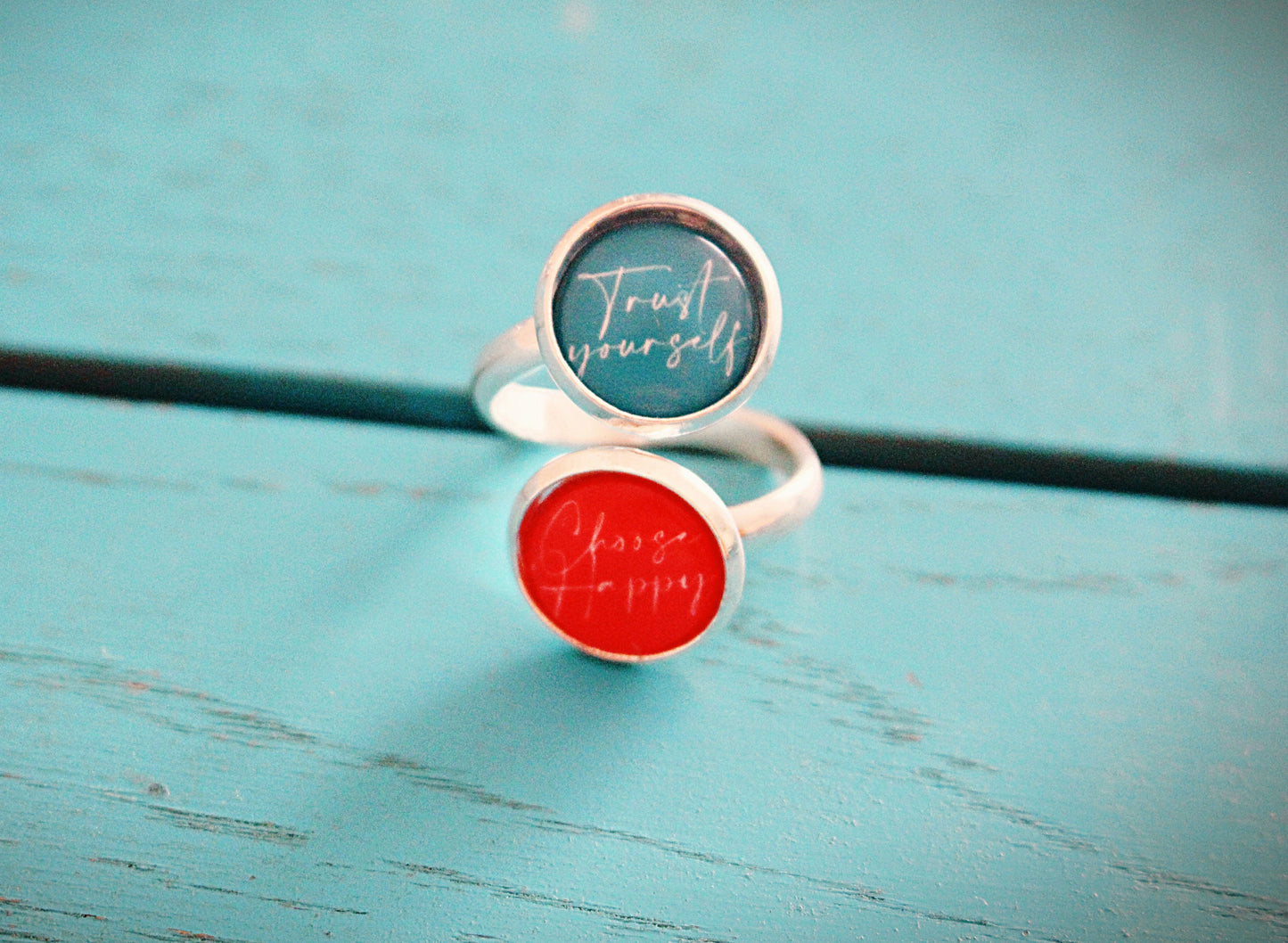 Calligraphy quote ring. Inspirational words jewellery. Personalised handwriting style Kindness Courage Love. Mothers Day Gift. Gift for Mum.