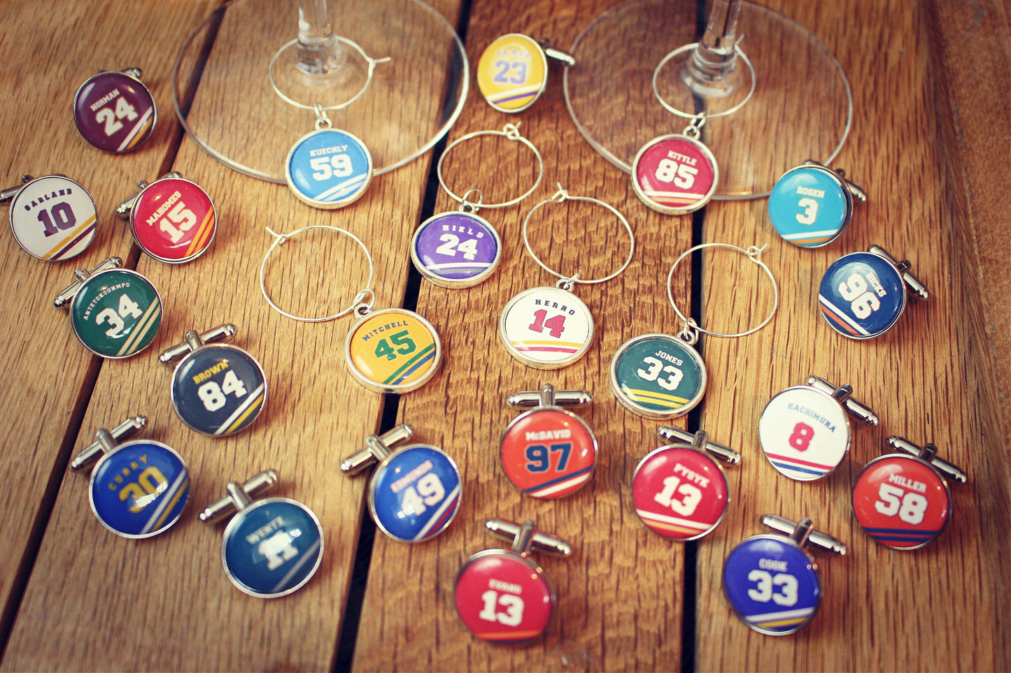 Your Team Colours Cufflinks! Sports jersey personalised name and number. Any team. Groomsmen set. American sport. Custom made.