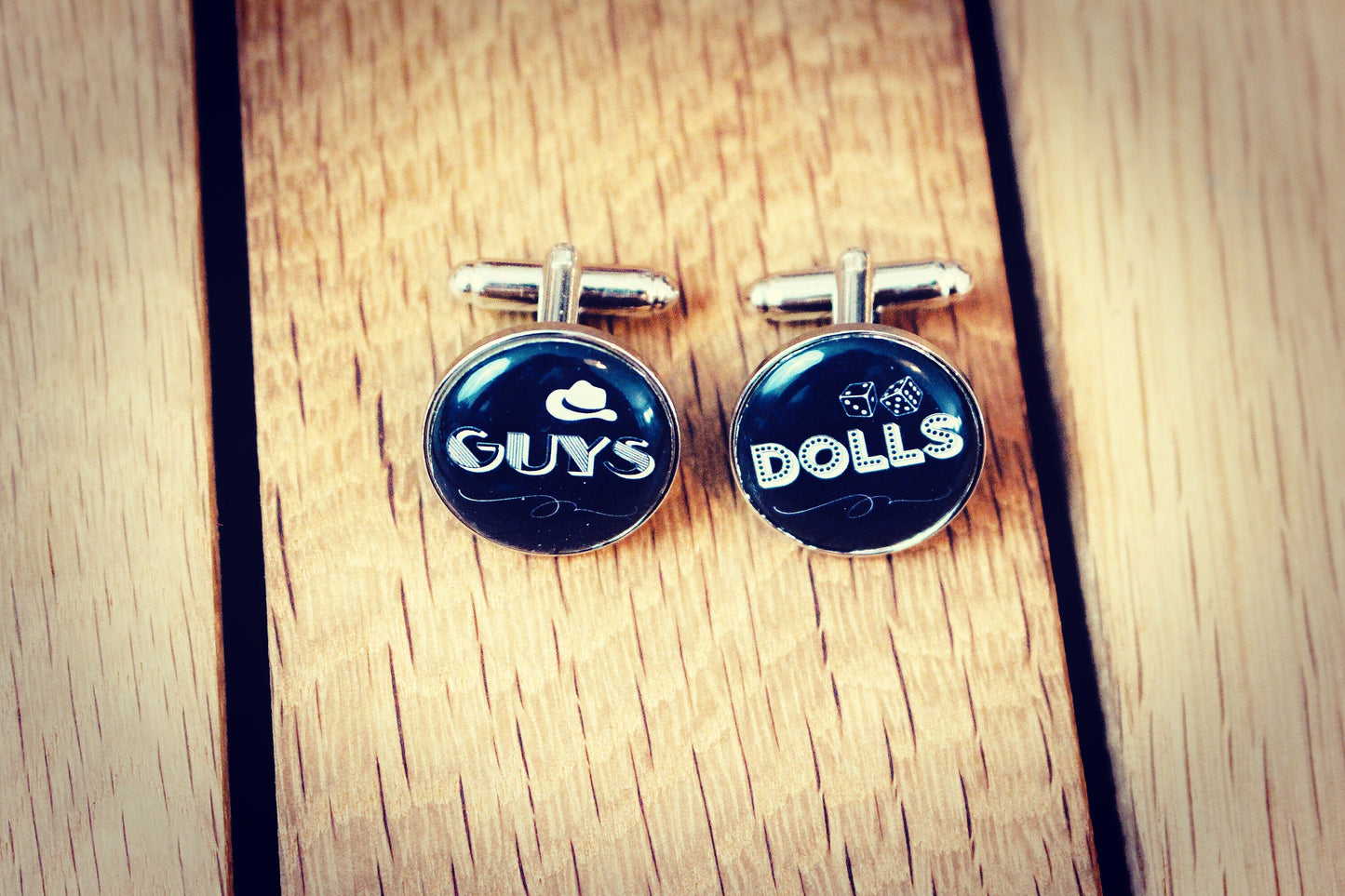 Guys and Dolls musical theatre cufflinks. Theatre lover. Jets and Sharks West Side Story Wedding groom. Groomsmen. Actor gift. Musicals.