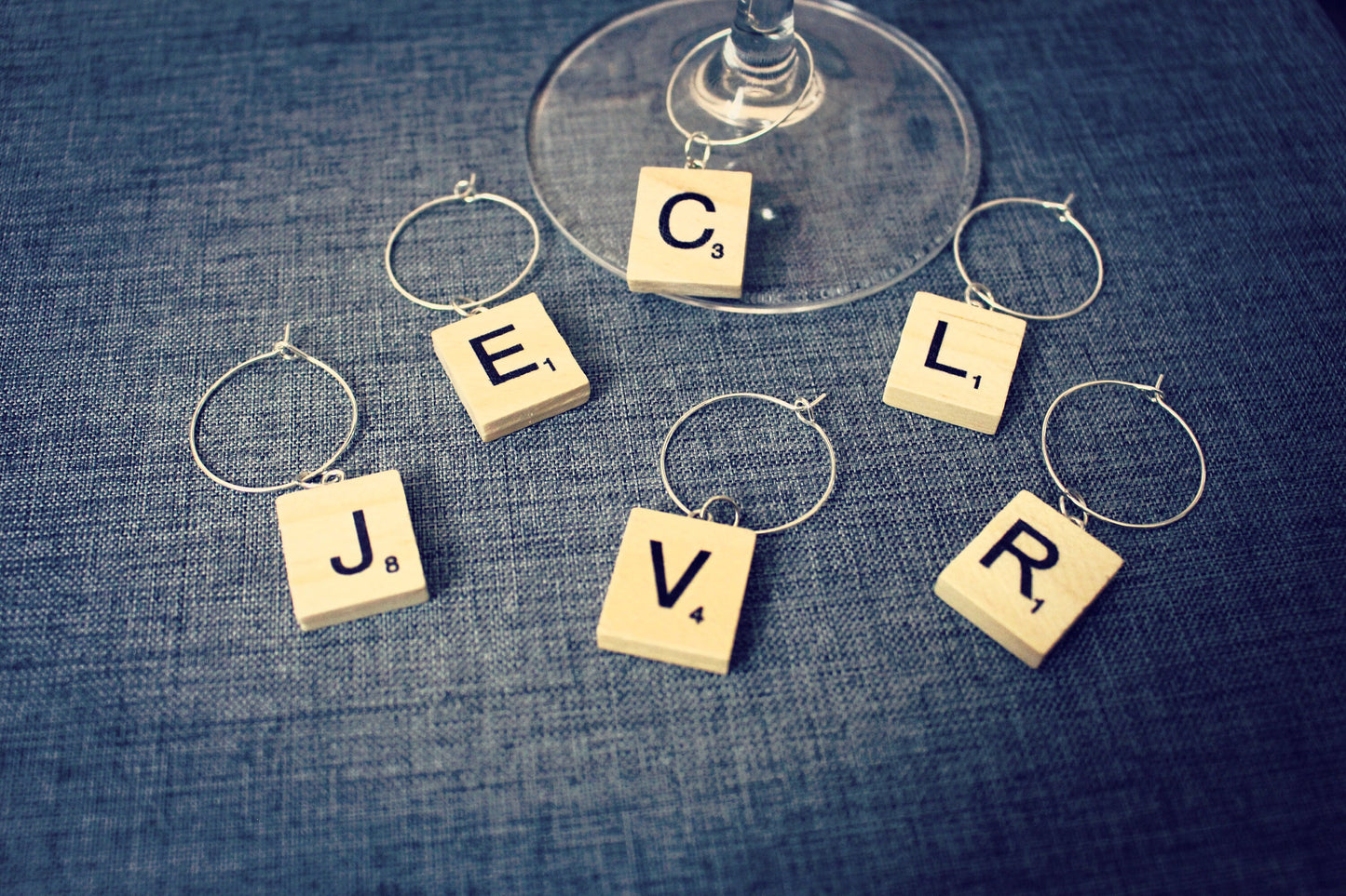 Scrabble Piece Wine Charms. Personalised initials gift. Wine Glass Charms Christmas Dinner Table. Wine Lover Prosecco Champagne Alcohol gift