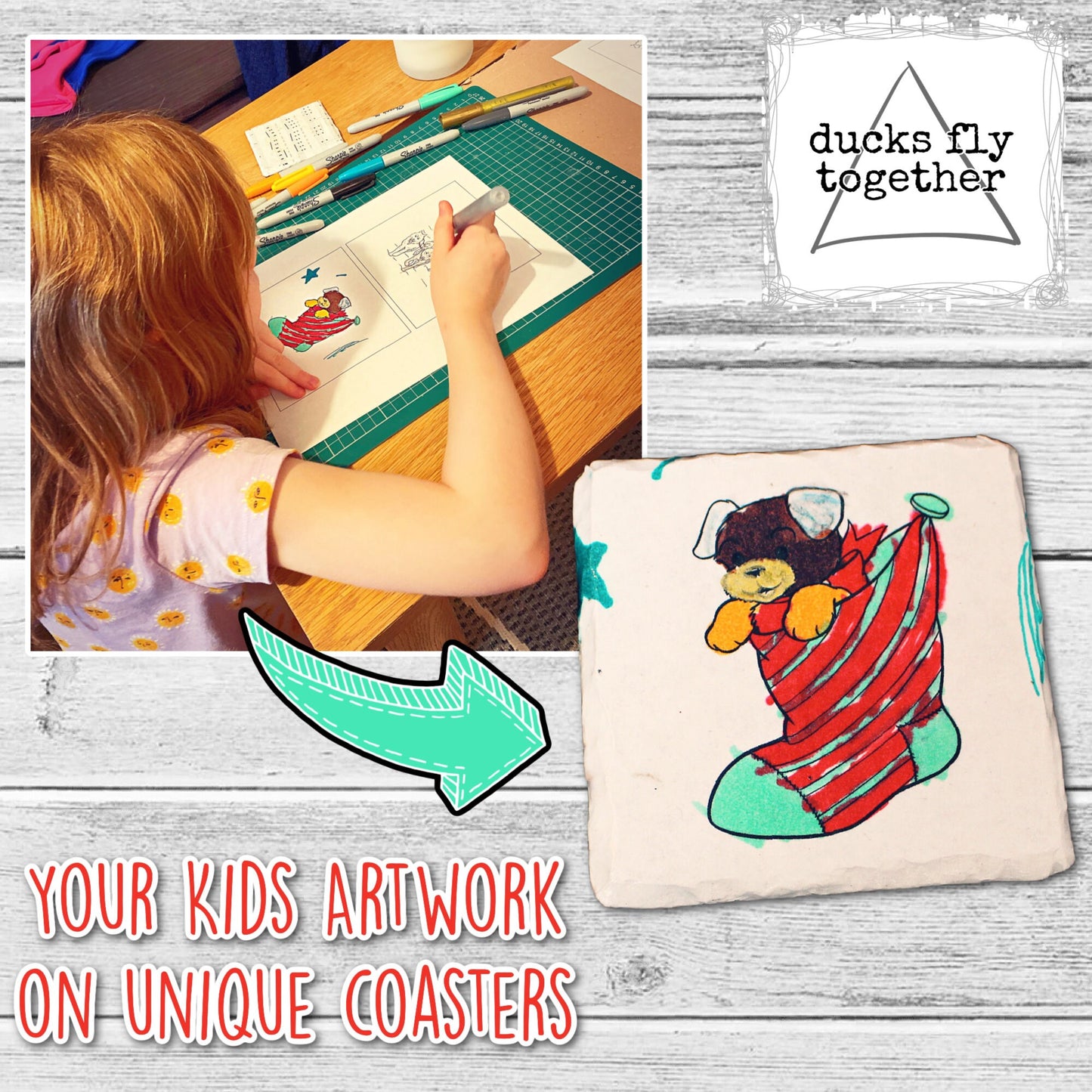 Your Kids Artwork Coasters Children's drawing painting colouring on personalised coasters Gift for Grandparents Present for Mum Gift for dad