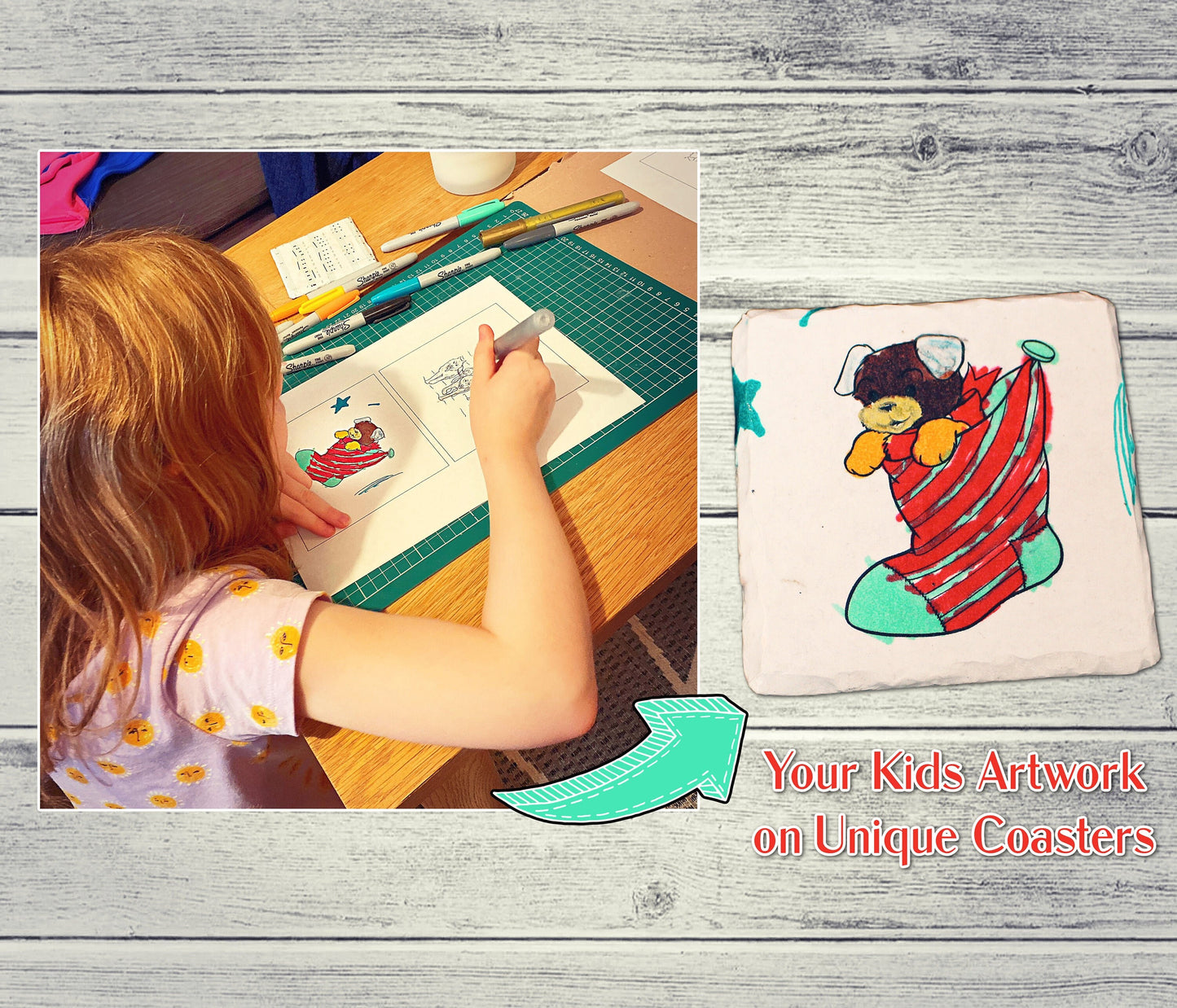 Your Kids Artwork Coasters Children's drawing painting colouring on personalised coasters Gift for Grandparents Present for Mum Gift for dad