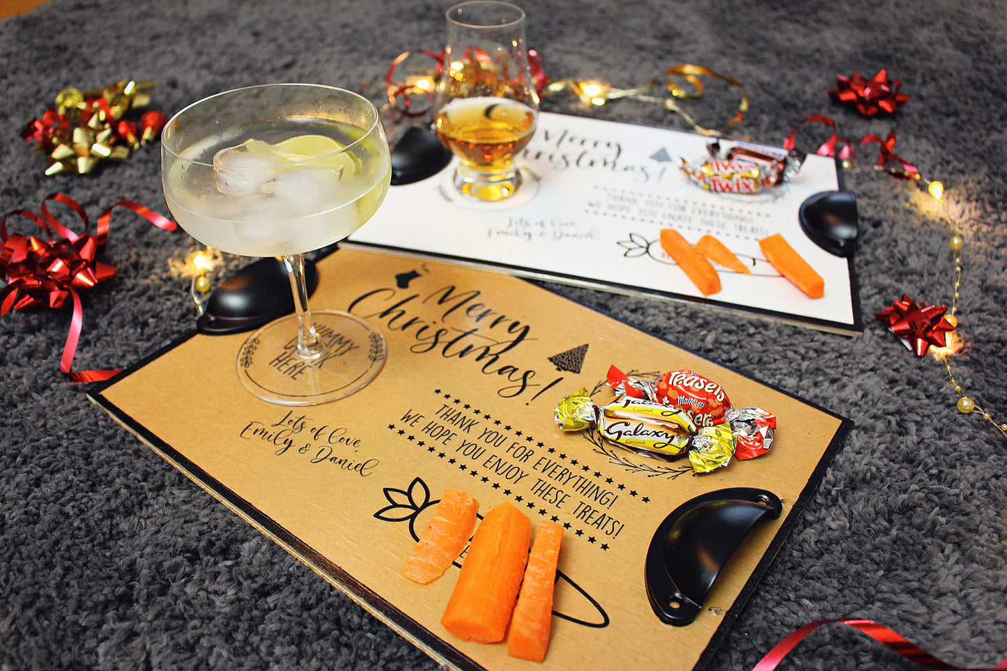 Christmas Eve Tray. Xmas Eve Plate for Santa. Father Christmas treat tray. Personalised Santa Rudolph Board. Custom made display board
