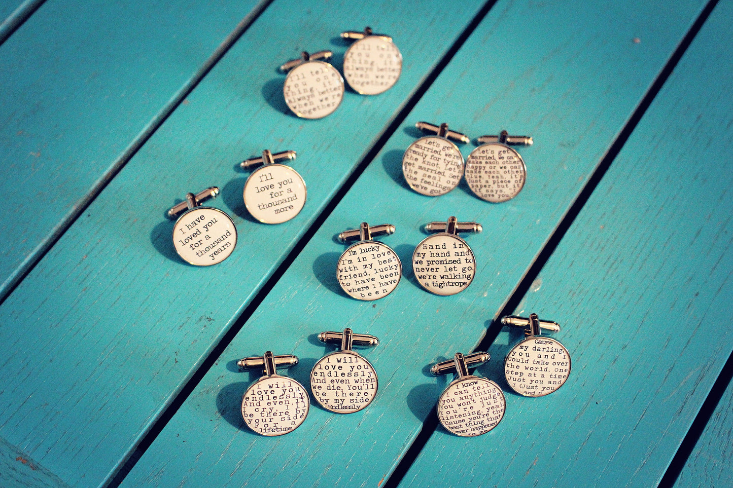 Song Lyrics Cufflinks - Unique and personal gift - Valentines Day gift for him - Wedding cufflinks, groom, best man, ushers. First Dance