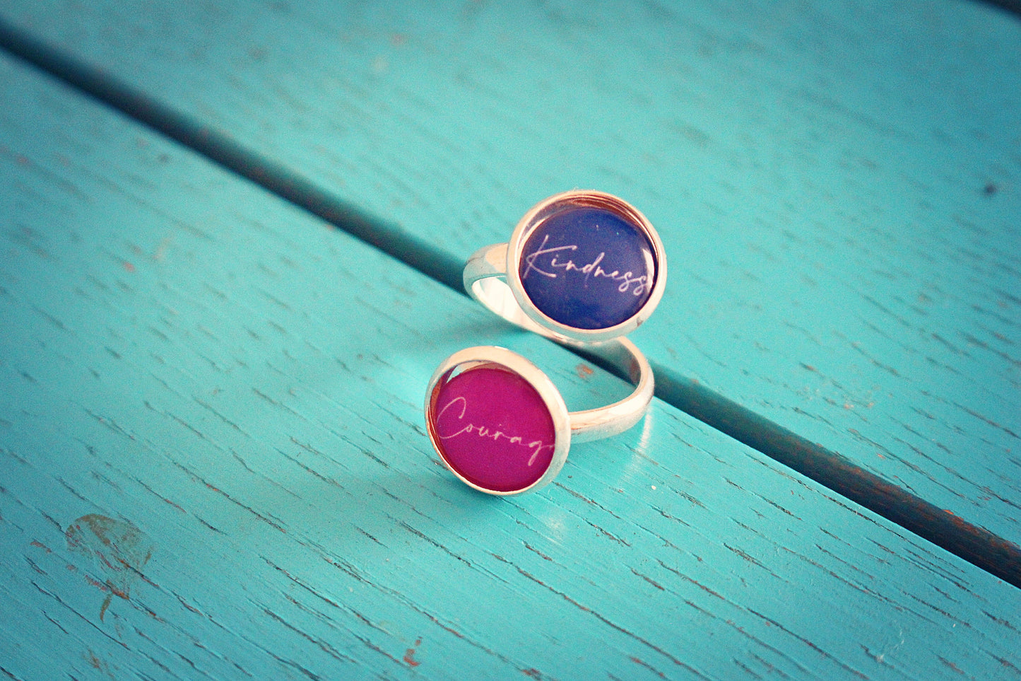 Calligraphy quote ring. Inspirational words jewellery. Personalised handwriting style Kindness Courage Love. Mothers Day Gift. Gift for Mum.