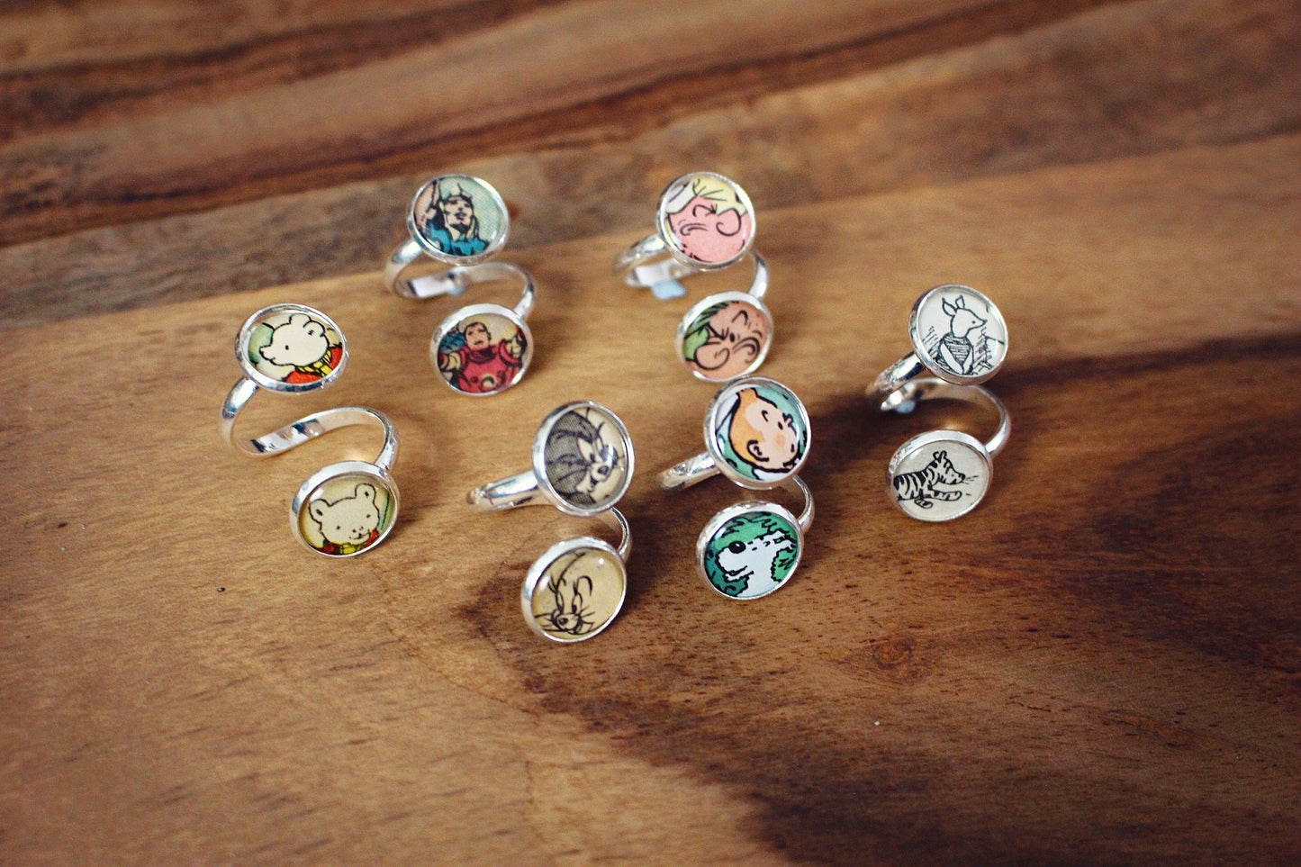 Vintage Comic Book Cartoon Ring Retro cartoon character jewellery Superhero gift Comic Strip Fun statement ring Upcycle recycled Sustainable