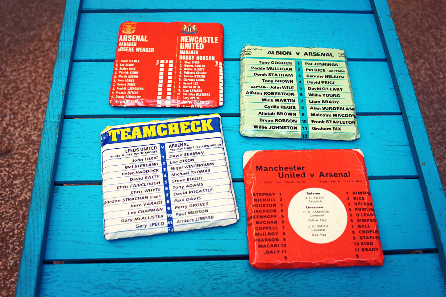 Upcycled Football Programme Coasters. Vintage Soccer Gift Unique Memento Iconic sports events match World Cup Final Premiership Football fan