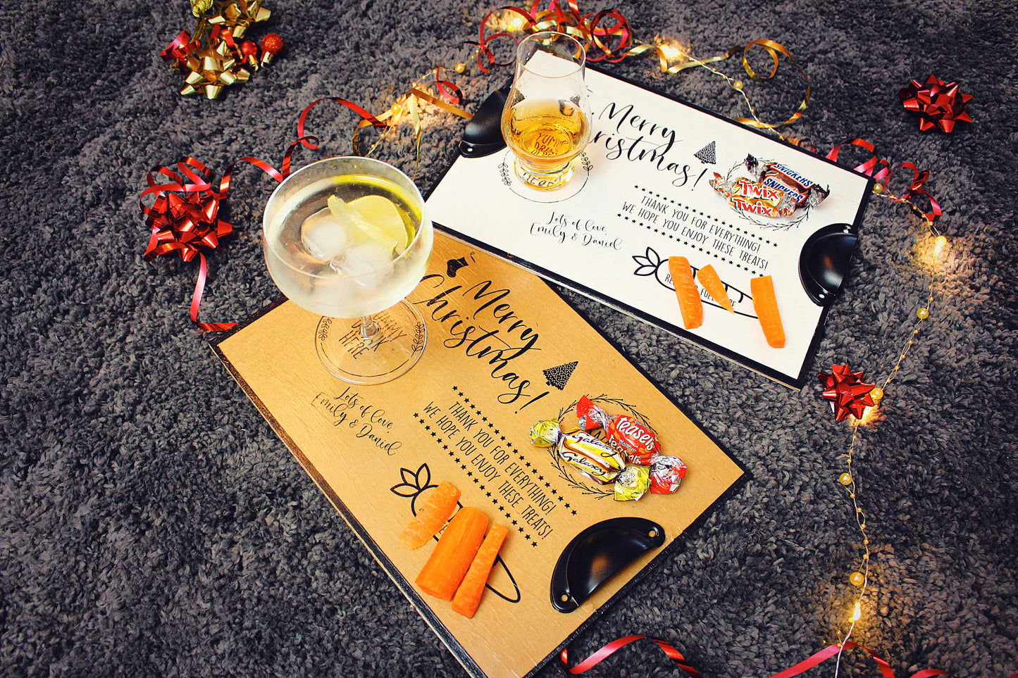 Christmas Eve Tray. Xmas Eve Plate for Santa. Father Christmas treat tray. Personalised Santa Rudolph Board. Custom made display board