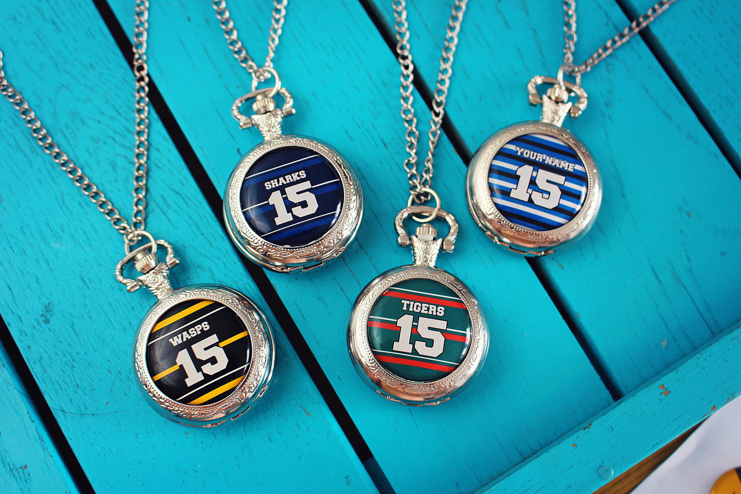 Rugby Team Colours Pocket Watch. Your Team with your name and number! Great Groomsmen Gift Father of the Bride Best Man Wedding Sports theme