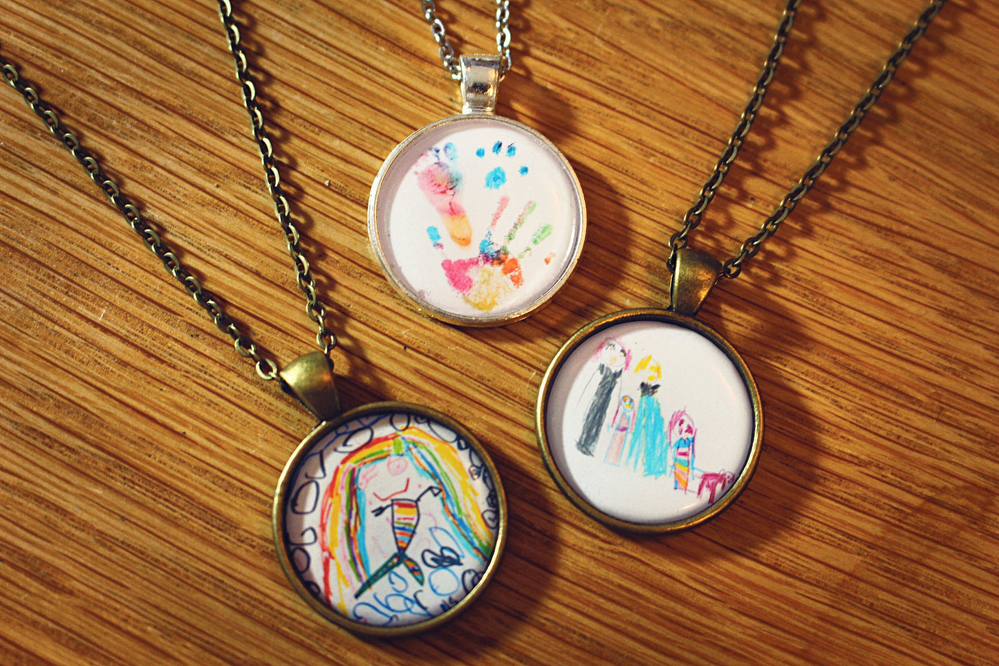 Child art/drawing/painting Necklace. Kids artwork. Unique gift. Mothers Day. Personalised gift for Mum, Granny, Dad. Handprint. Footprint.