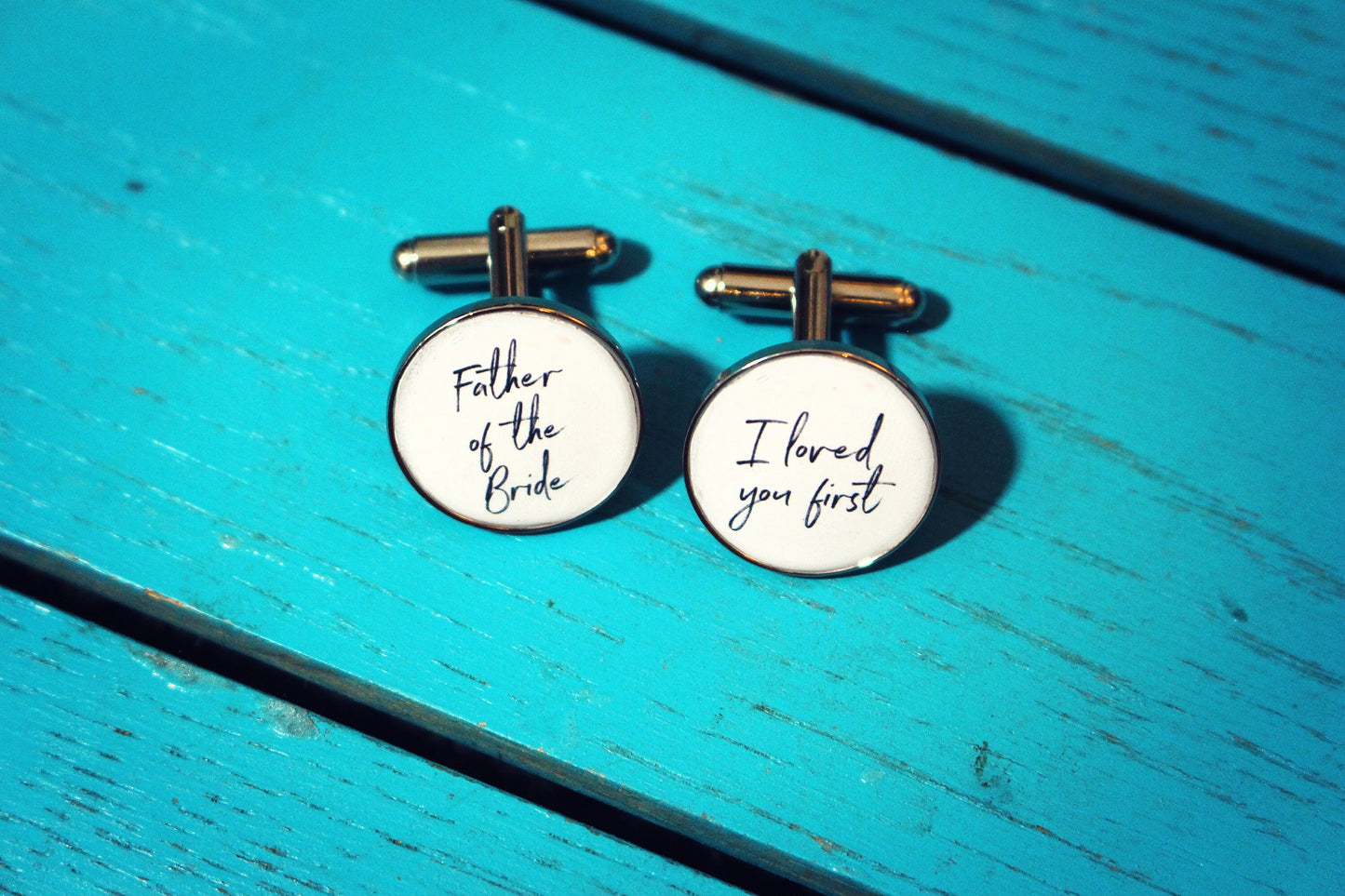 Personalised Father of the Bride Cufflinks Customised message to Dad on Wedding Day Calligraphy quote for Father. Always be your Little Girl