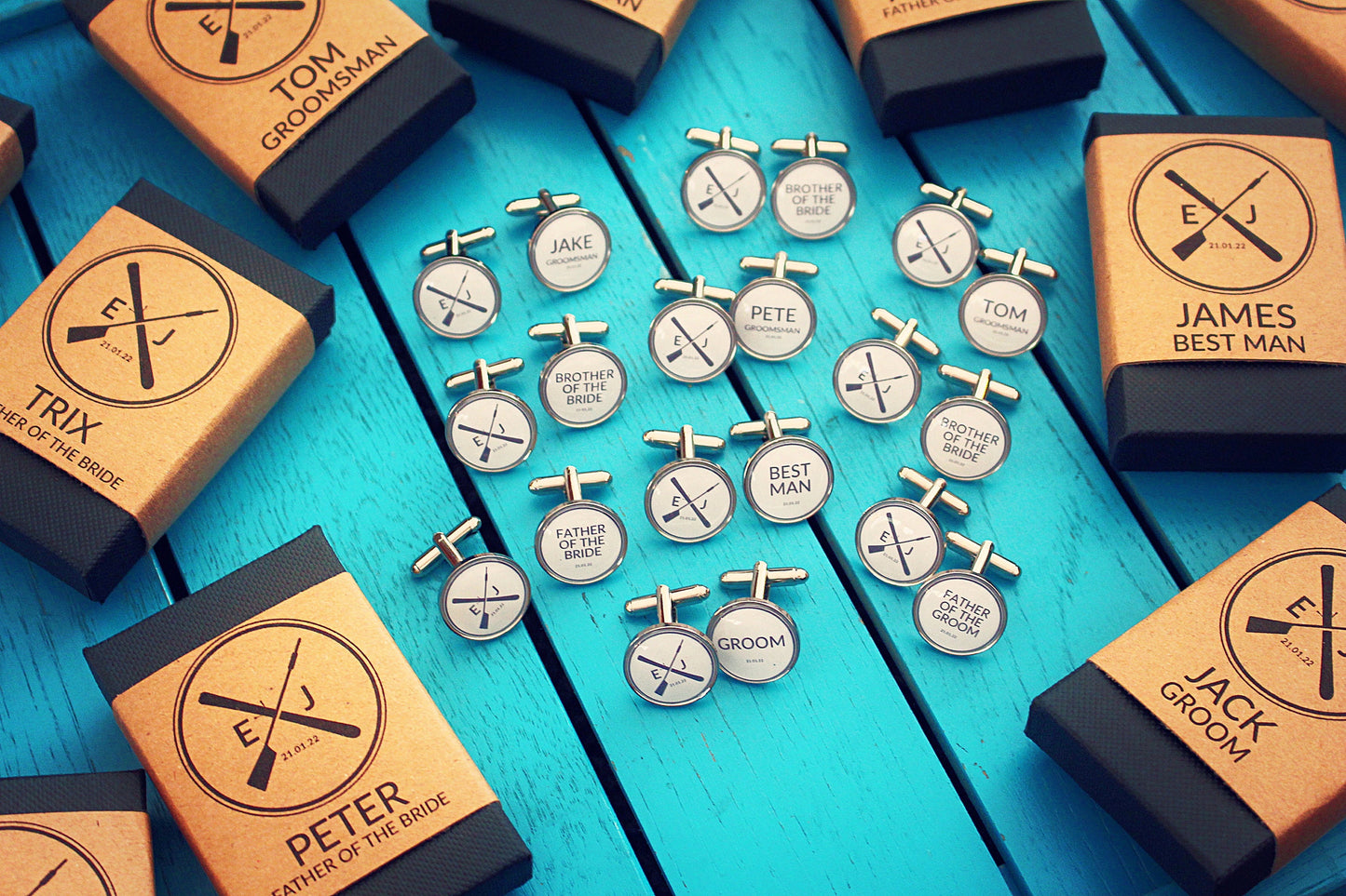 Geometric Cufflinks. Modern Stylish Wedding Cufflinks. Contemporary Art. Any Artwork on male jewellery. Tie Bar Pocket Watch. Blue Abstract