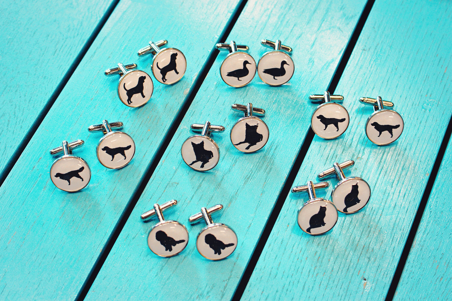Your pet personalised cufflinks! You dog/cat silhouette. Labrador Daschund Spaniel Cockapoo. Animal lover. Wedding groom. Dad. Pocket Watch.