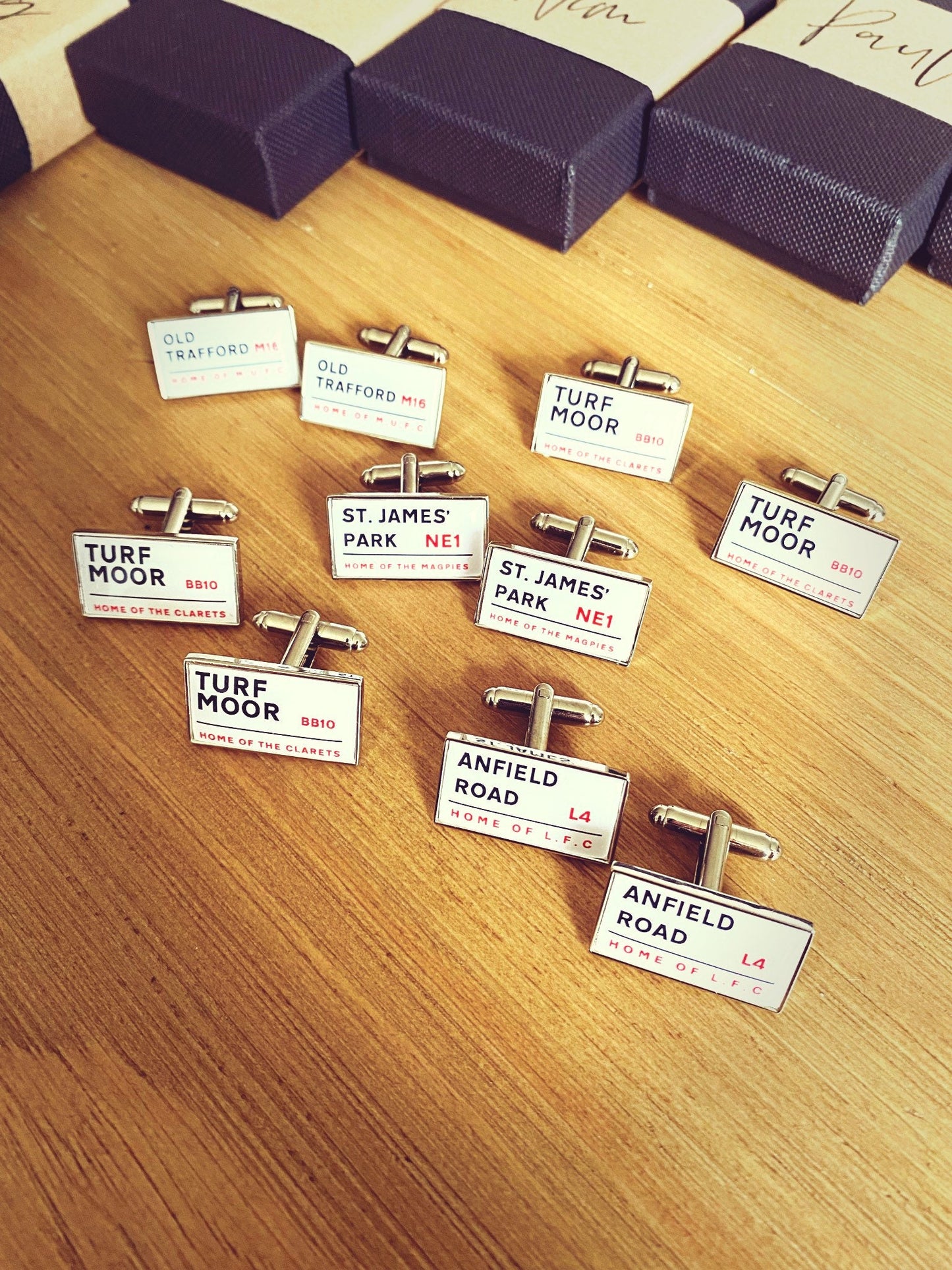 Football/Rugby Team Cufflinks - Street Signs- Gift for him. Old Trafford, Stamford Bridge, White Hart Lane, Emirates Stadium, Selhurst Park.