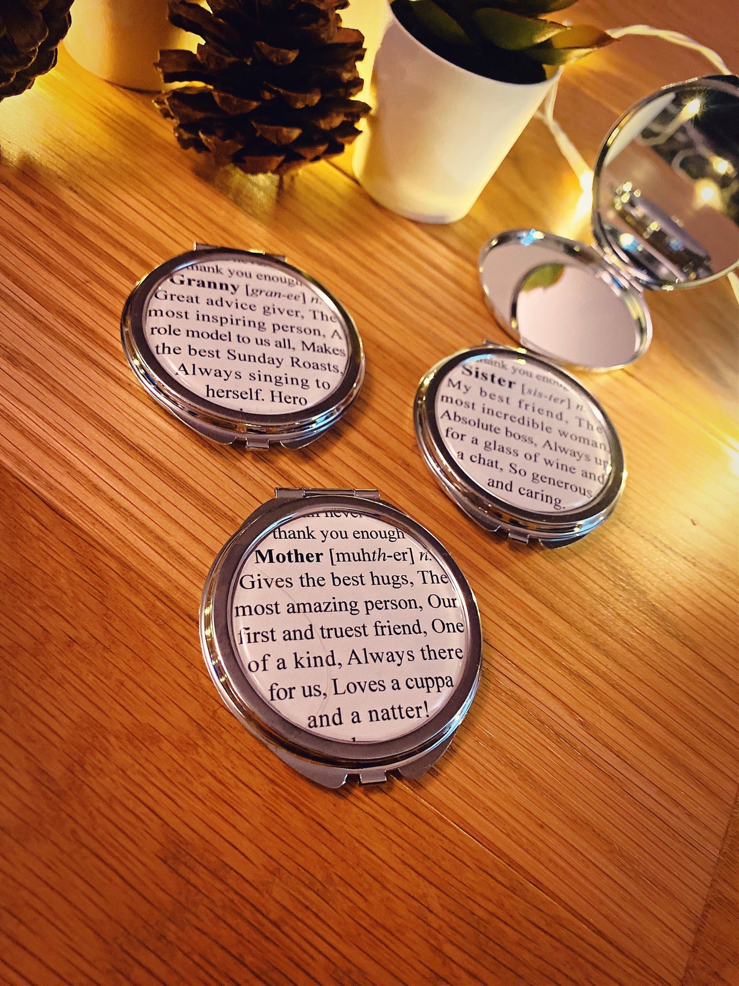Dictionary Definition Mirror. Personalised Compact Mirror.
