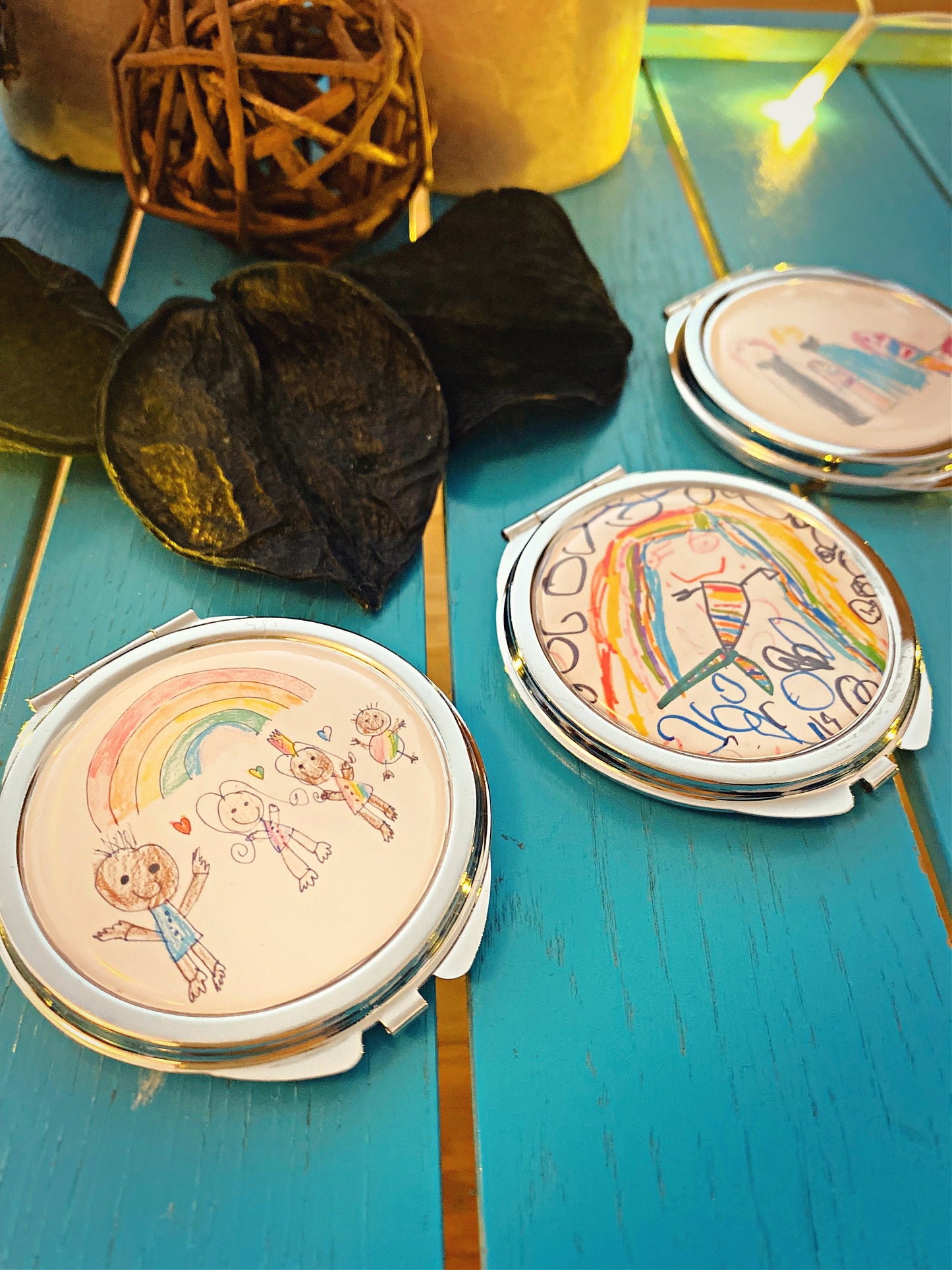 Kids Artwork Compact Mirror. Your Childs Drawing / Painting Pocket Mirror. Personalised Gift for Mum. Children Art Mothers Day Gift.