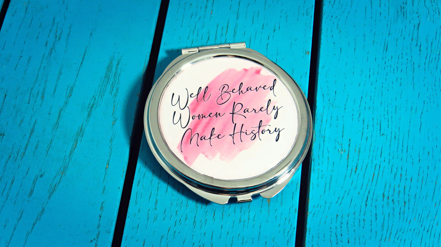Inspiring Quotes Compact Mirror Calligraphy Words of Affirmation Feminist Pocket Mirror Mindfulness Mothers Day Gift. Gift for Mum.