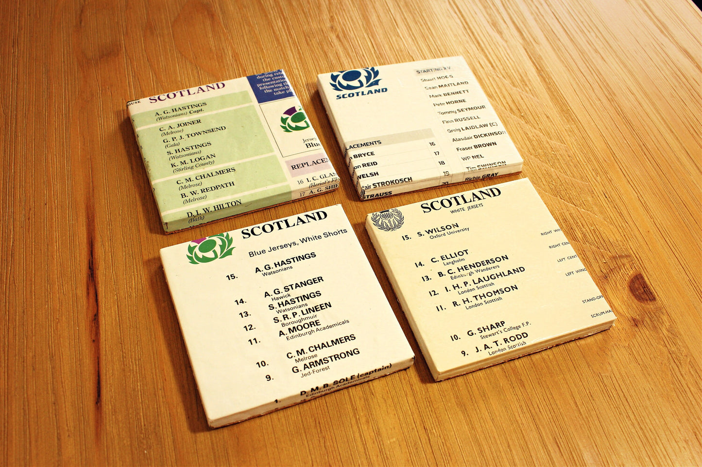 Upcycled Rugby Programme Coasters. Vintage Rugby Gift Unique Memento Iconic sports events match. World Cup Final Six Nations Rugby Lover
