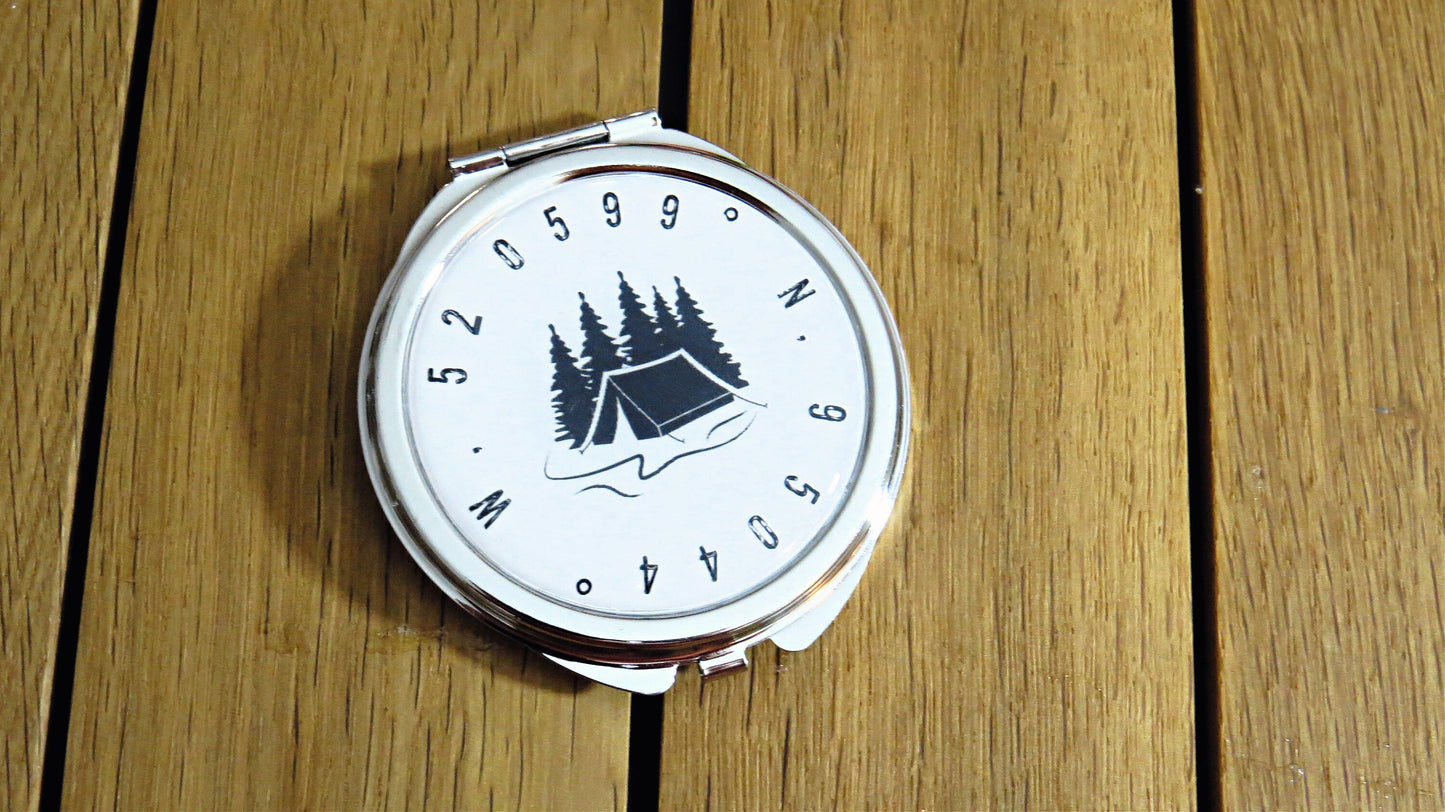 Personal Coordinates Compact Mirror. Special Place Gift. Favourite location Pocket Mirror. First Kiss. Mothers Day Gift. Gift for Mum.
