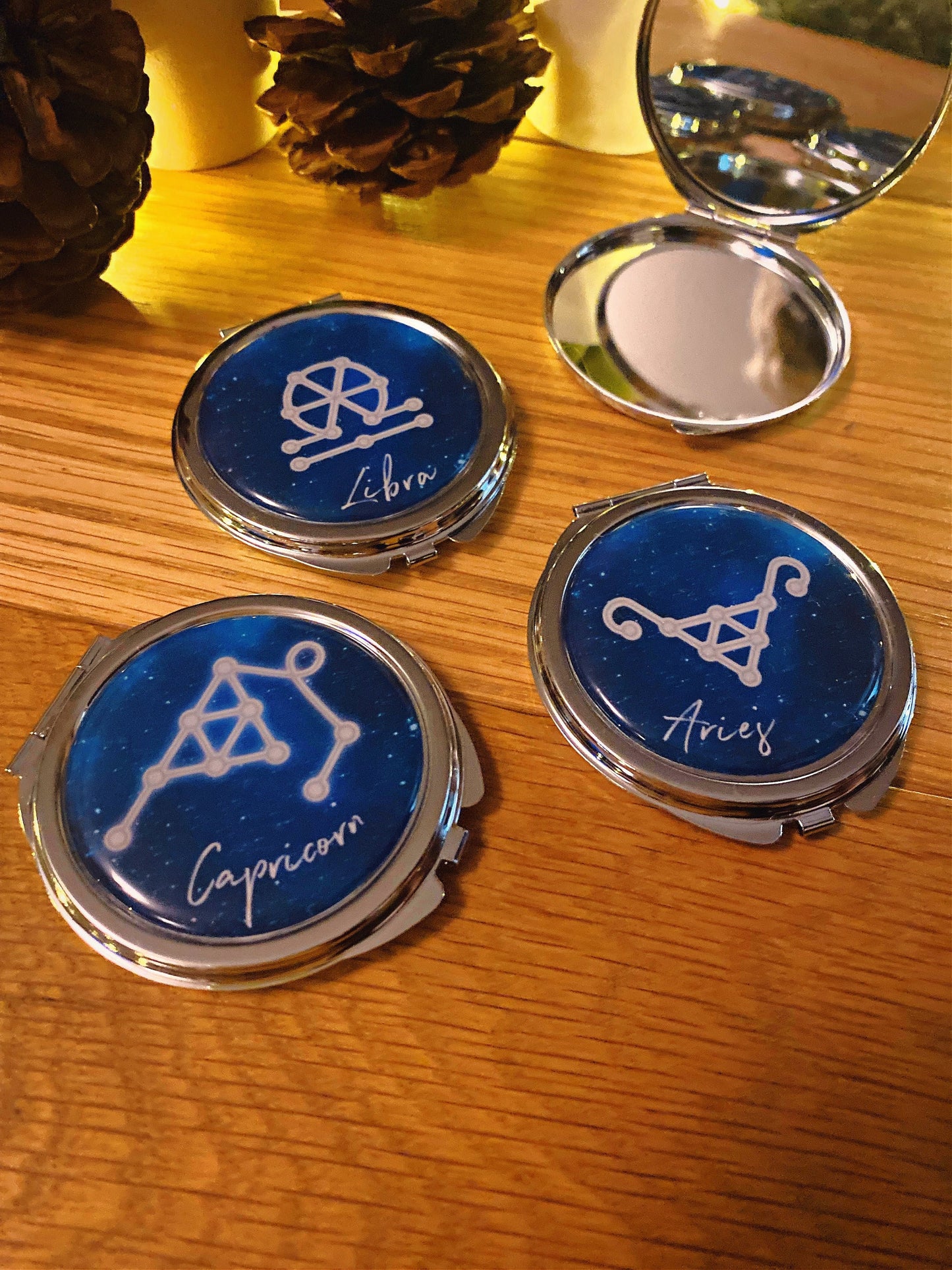 Horoscope Compact Mirror. Zodiac Sign Pocket Mirror. Star Sign Gift. Astrology Libra Sagittarius Aquarius Virgo Taurus