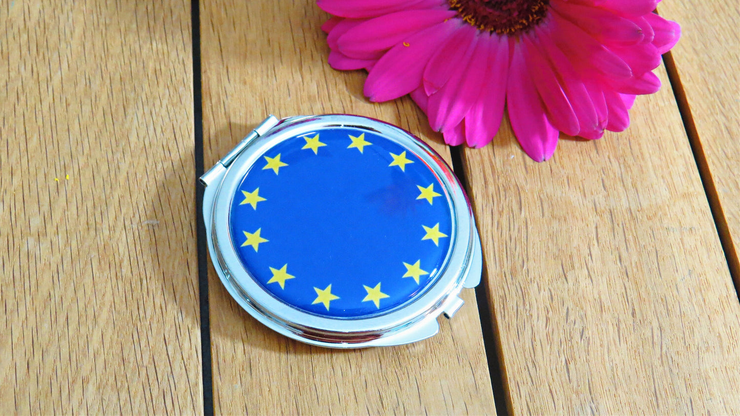 EU Flag Compact Mirror. European Union Pocket Mirror. Remainer Gift. Anti Brexit. Europe. Pro Remain. Protest Gift. Proud European.