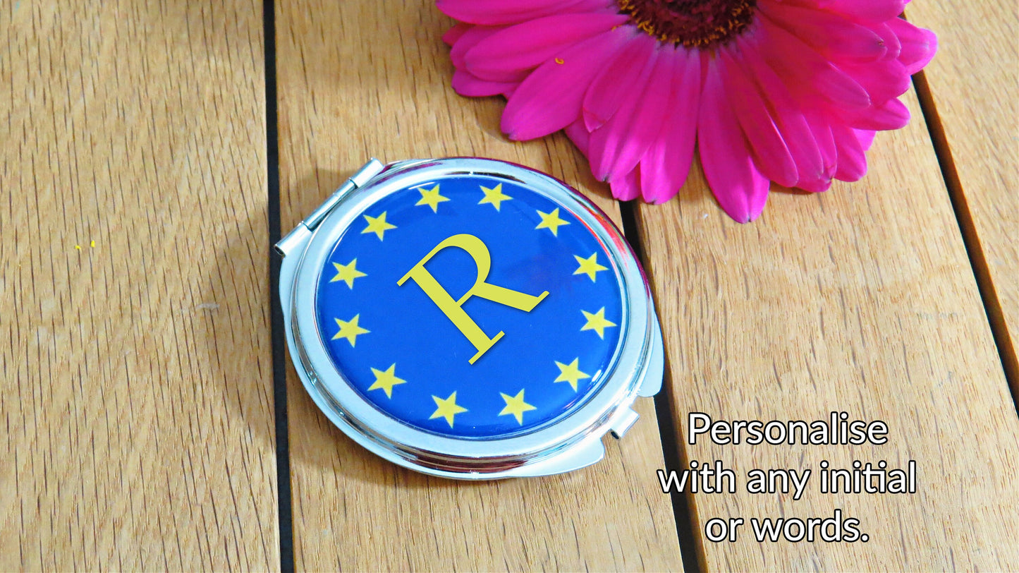 EU Flag Compact Mirror. European Union Pocket Mirror. Remainer Gift. Anti Brexit. Europe. Pro Remain. Protest Gift. Proud European.