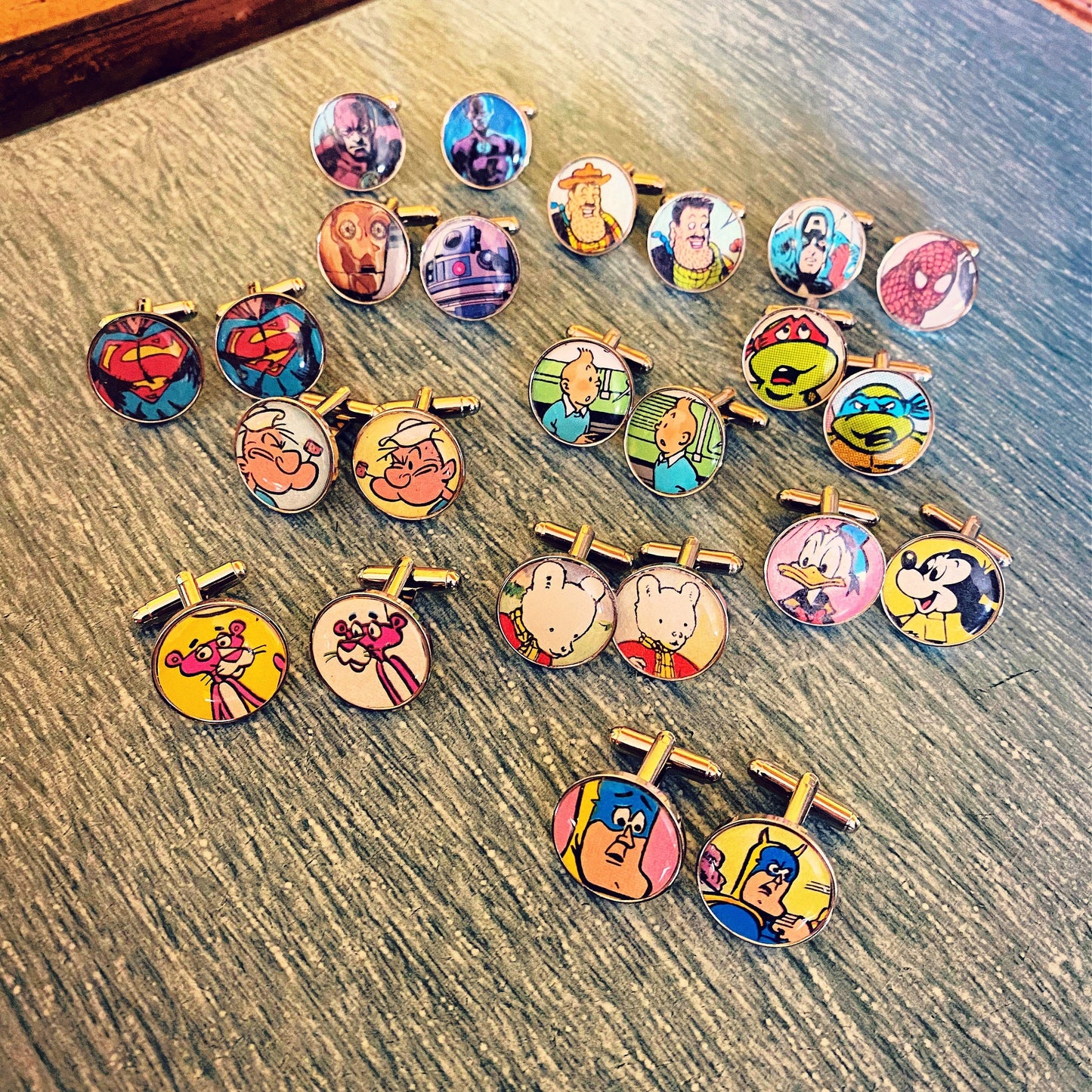 Vintage Comic Book Cufflinks. Cartoon. Character Gift. Superhero Groomsmen. Retro TV. Upcycled Comics. 90s Comic. 80s Gift. Retro Cartoons.