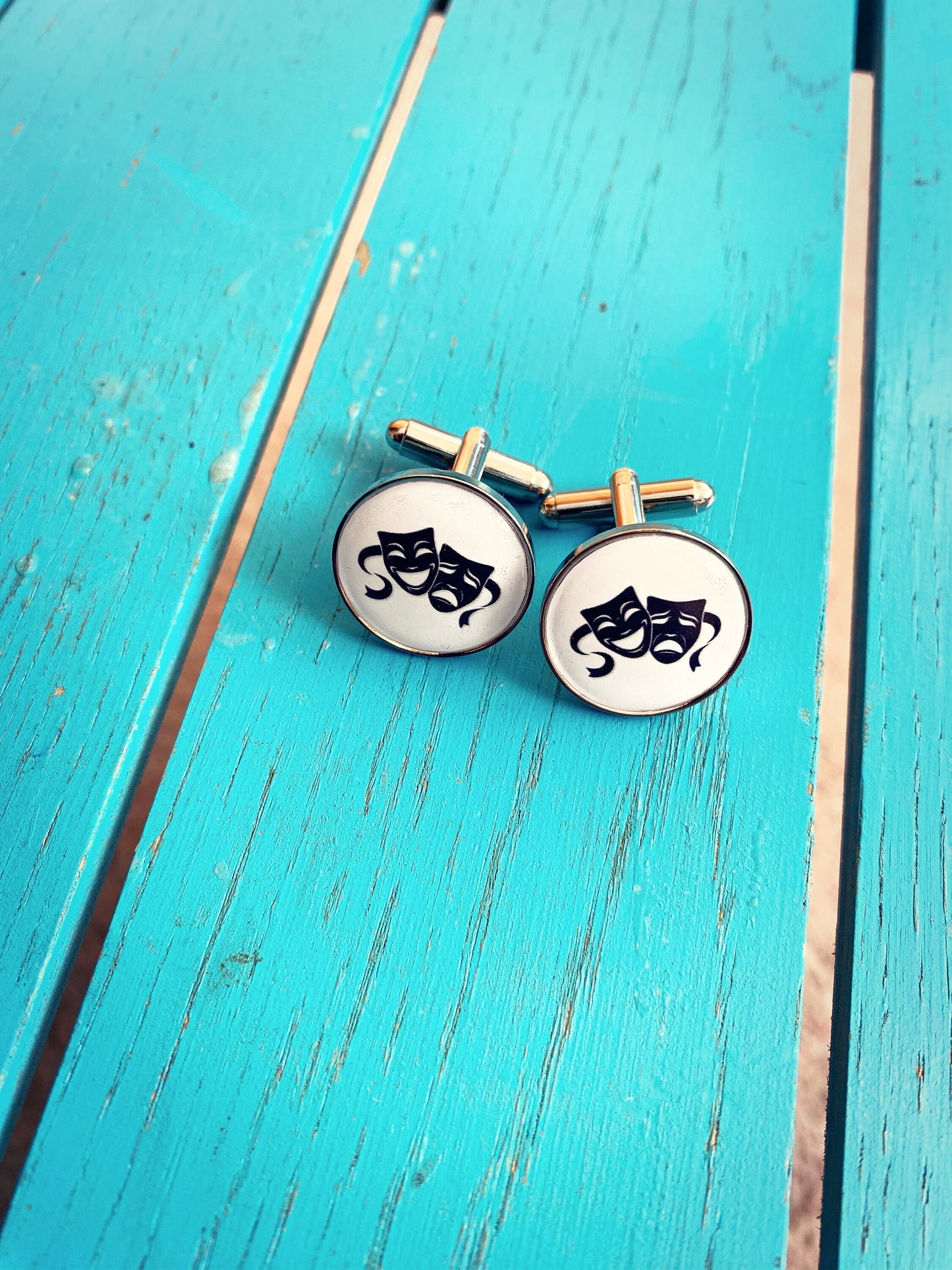 Theatre Masks Cufflinks. Tragedy Comedy Masks. Gift for Actor. Theatre Lover. Musical Theatre Present Theatrical Wedding. Break a Leg. Groom