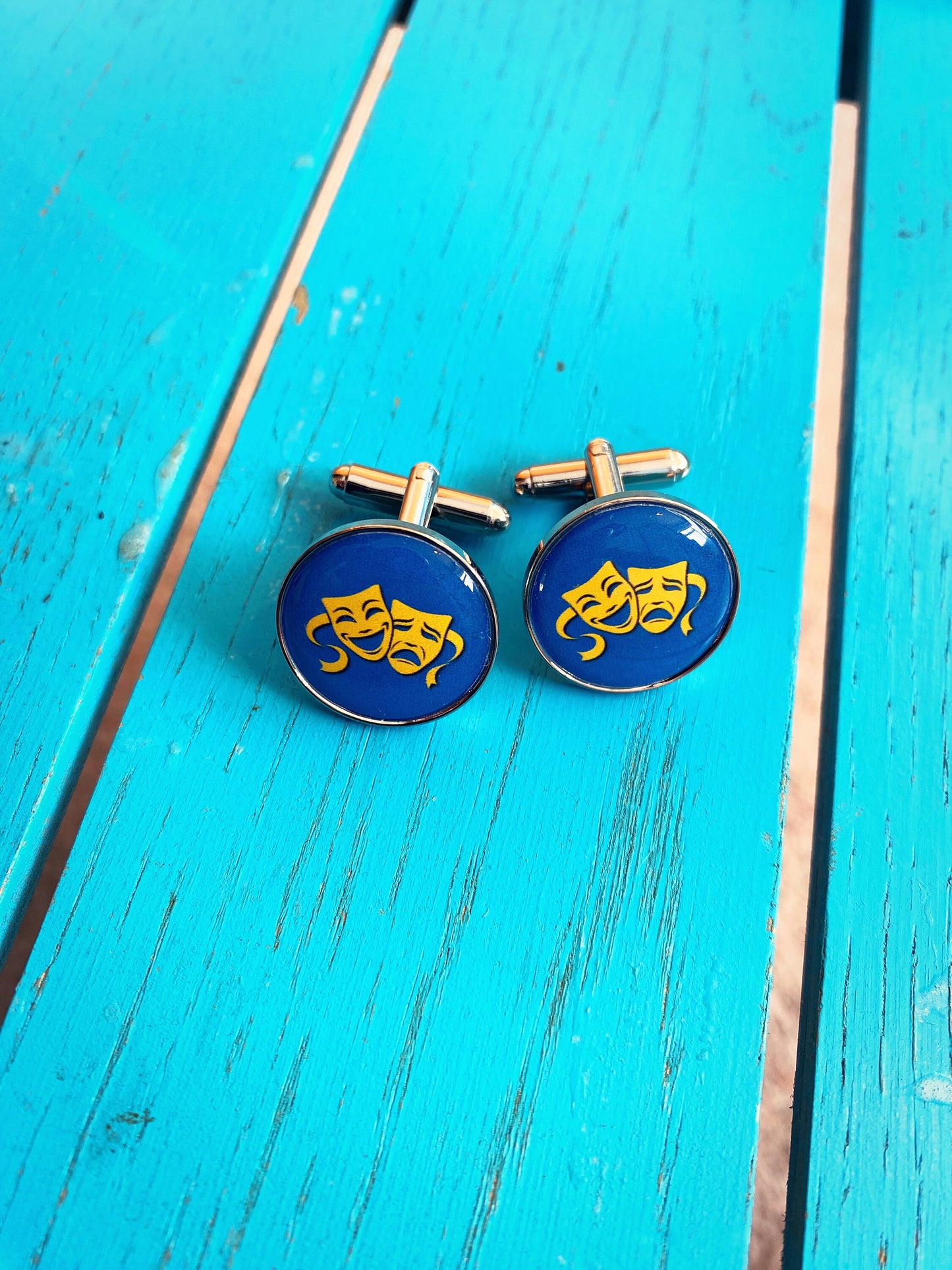 Theatre Masks Cufflinks. Tragedy Comedy Masks. Gift for Actor. Theatre Lover. Musical Theatre Present Theatrical Wedding. Break a Leg. Groom