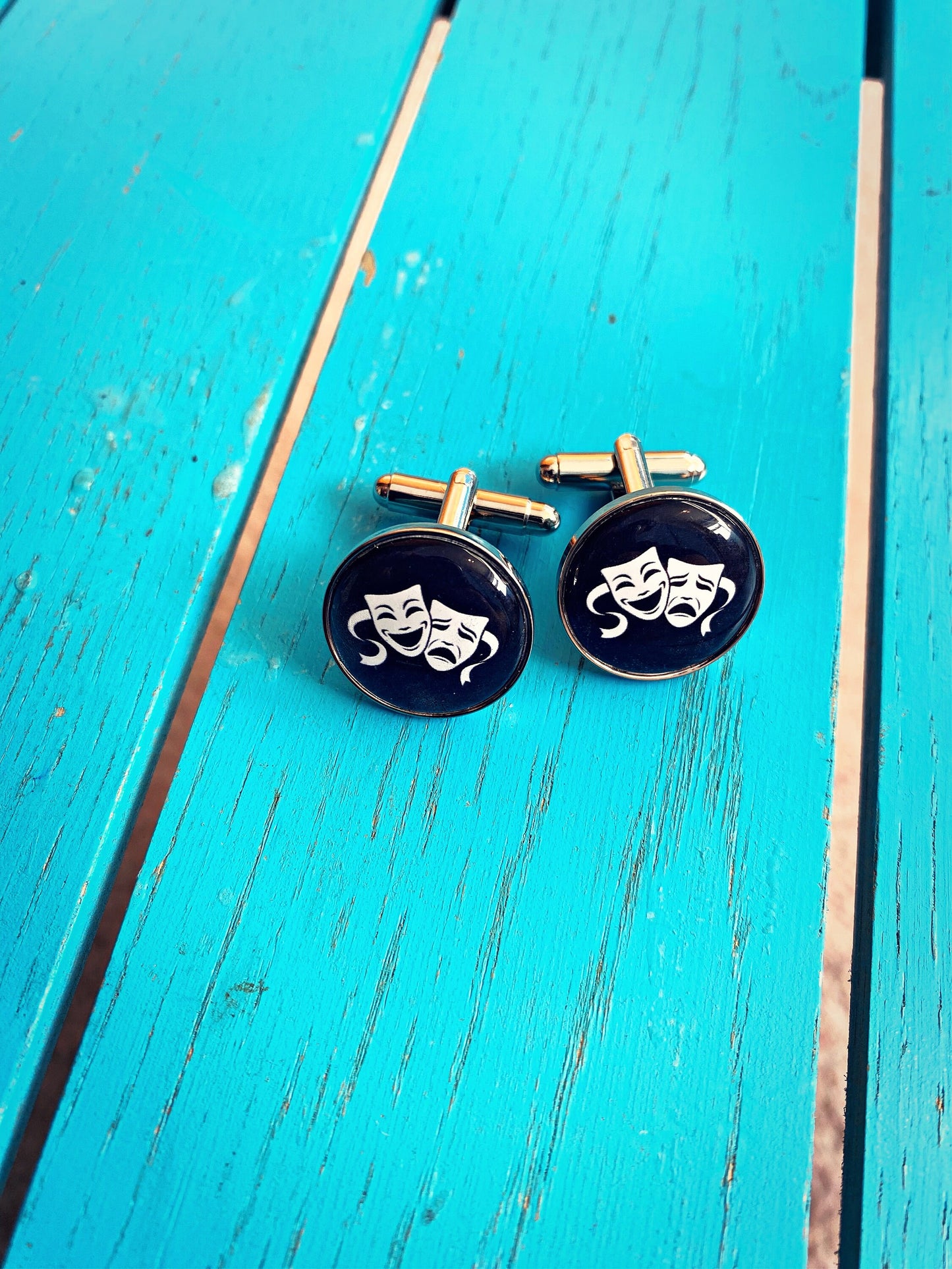 Theatre Masks Cufflinks. Tragedy Comedy Masks. Gift for Actor. Theatre Lover. Musical Theatre Present Theatrical Wedding. Break a Leg. Groom