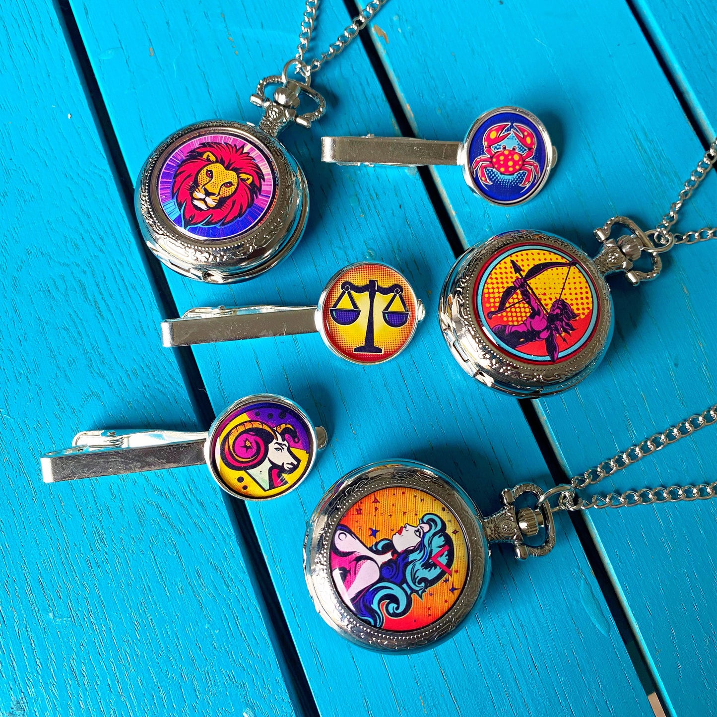 Horoscope Symbol Necklace. Zodiac Sign Jewellery. Astrology Earrings. Pop Art Colourful Pendant. Aries Leo Libra Cancer Virgo Pisces Gemini