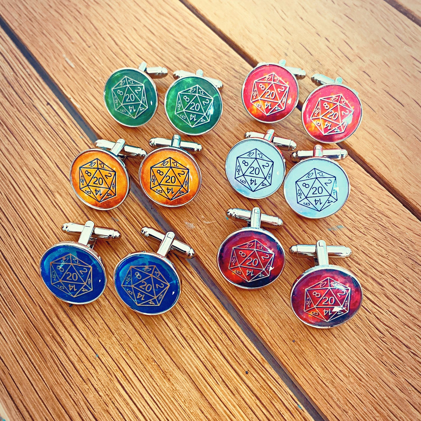 DND Dice Cufflinks. RPG Seven Sided Dice. Polyhedral Board Game. Role Player. Gamer. Fantasy Cufflinks. D20. Groomsman Gift. Geek Groom