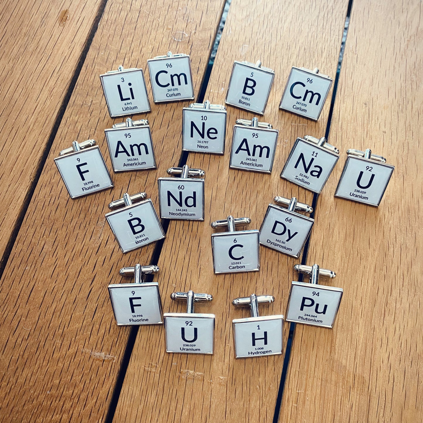 Periodic Table Cufflinks. Chemical Elements Jewellery. Scientist Gift. Science Themed Wedding. Personalised Colourful Groomsmen set. Geek!