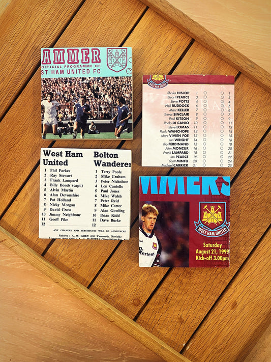 Vintage West Ham United Football Programme Coasters. Upcycled Football Gift. Man Cave Home Decor. Retro Football Gift for Dad. Hammers.