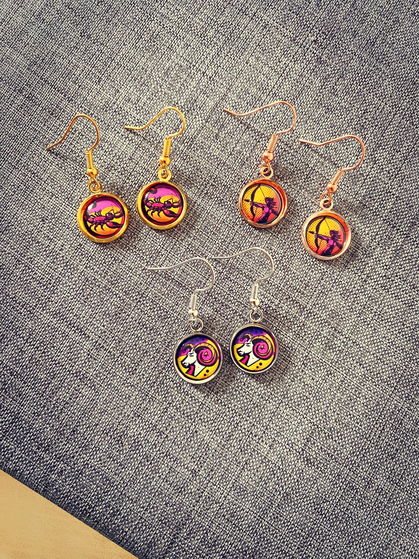 Aries Earrings. Horoscope Symbol Necklace. Zodiac Sign Jewellery. Astrology Earrings. Pop Art Colourful Pendant. Star Sign Gift. Ram.